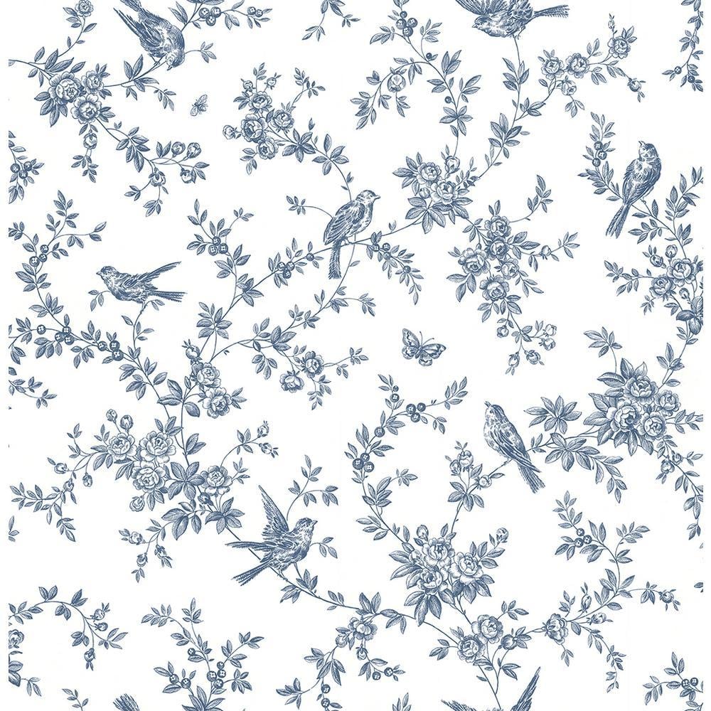 1000x1000 Brewster Cassandra Navy Floral Trails Navy Wallpaper Sample 2766 003519SAM Home Depot