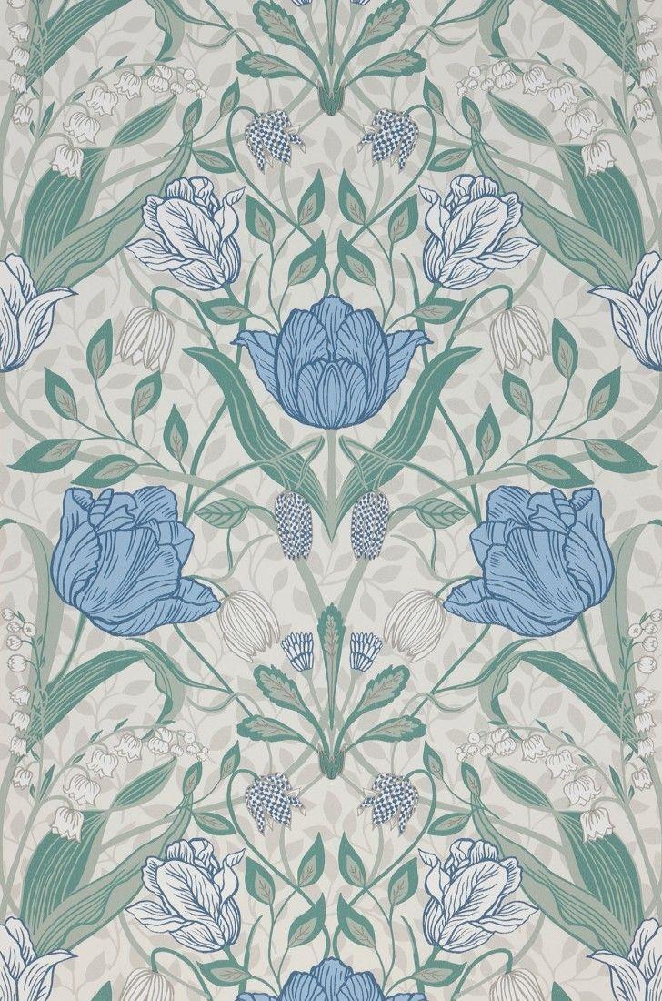728x1100 Wallpaper Anita (Cream, Grey blue, Mint grey, Mint turquoise, Pigeon blue, White)