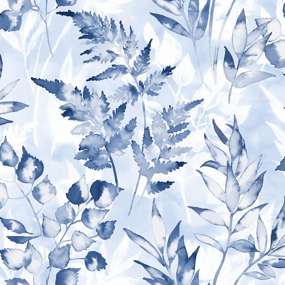1000x1000 Bracken Floral Wallpaper Blue White Navy Watercolour Effect Holden Decor