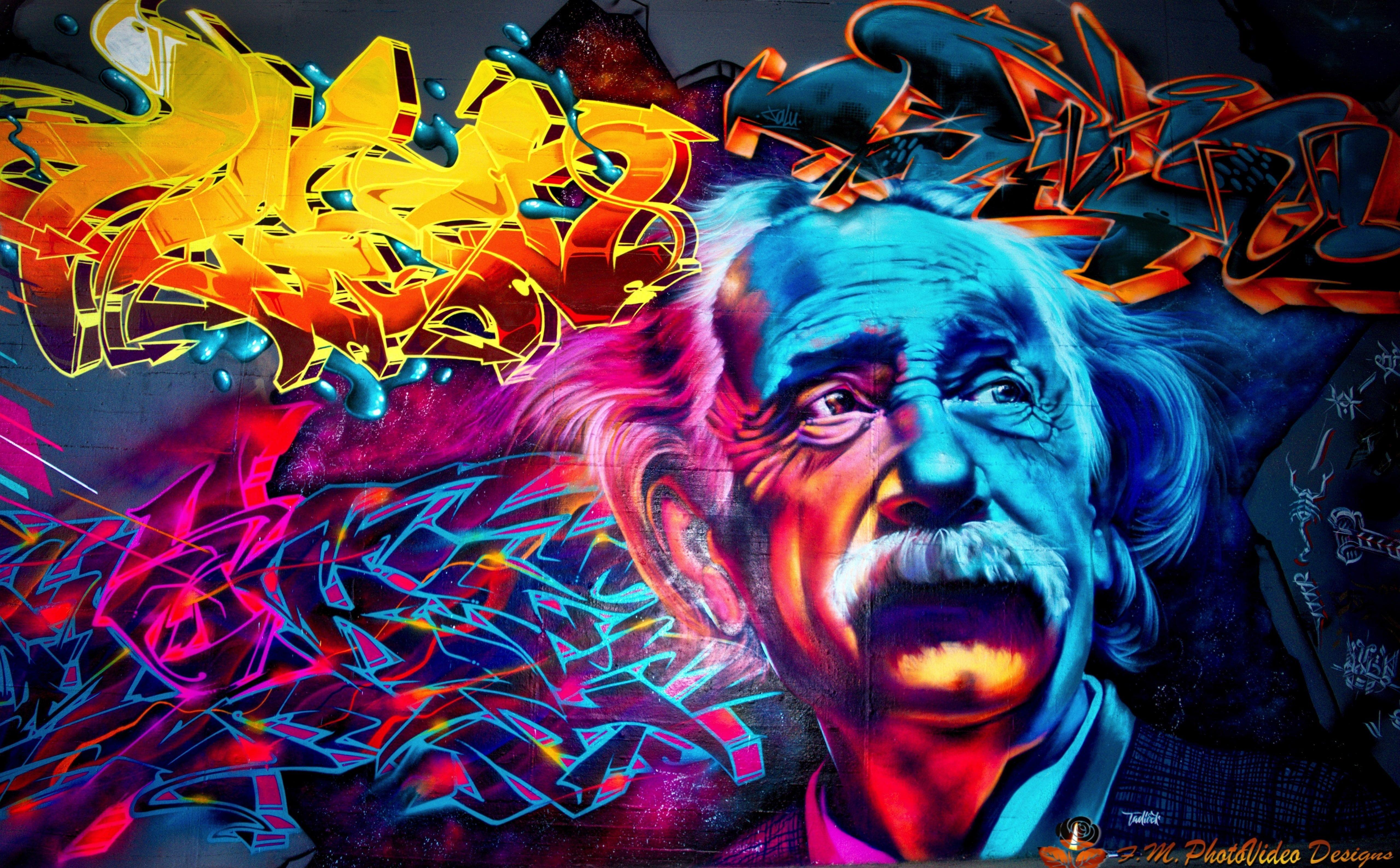 5120x3173 Street Art, Albert Einstein abstract wallpaper #Artistic #Graffiti #Colorful #Street #Einstein albert einstein. Graffiti wallpaper, Graphic wallpaper, Street art