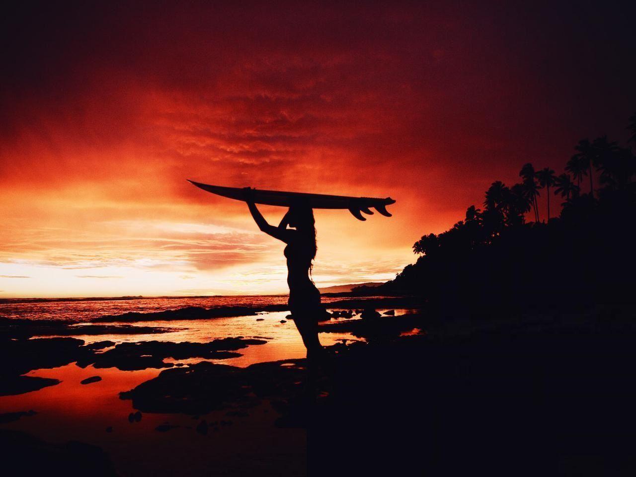 1280x960 Surf Sunset Wallpaper