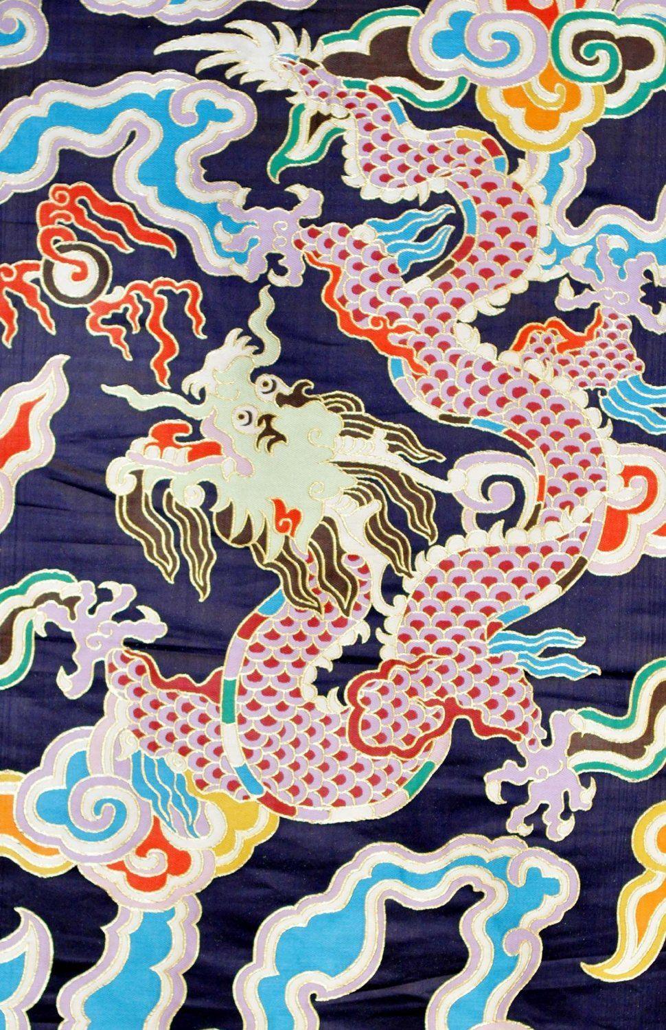 970x1500 Navy Blue Thick Brocade Dragon Tibetan Textile Tibetan. Etsy. Brocade fabric, Chinoiserie fabric, Fabric patterns