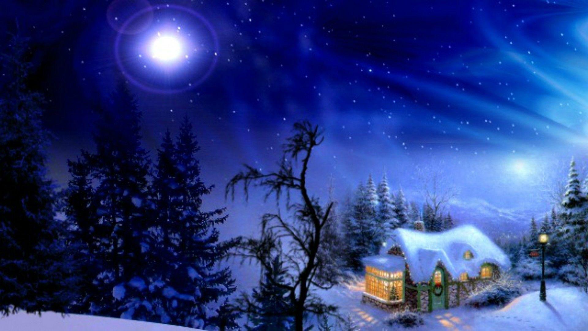 1920x1080 Christmas Night Winter Stars Desktop Wallpaper Src HD Wallpaper For Desktop Christmas HD HD Wallpaper