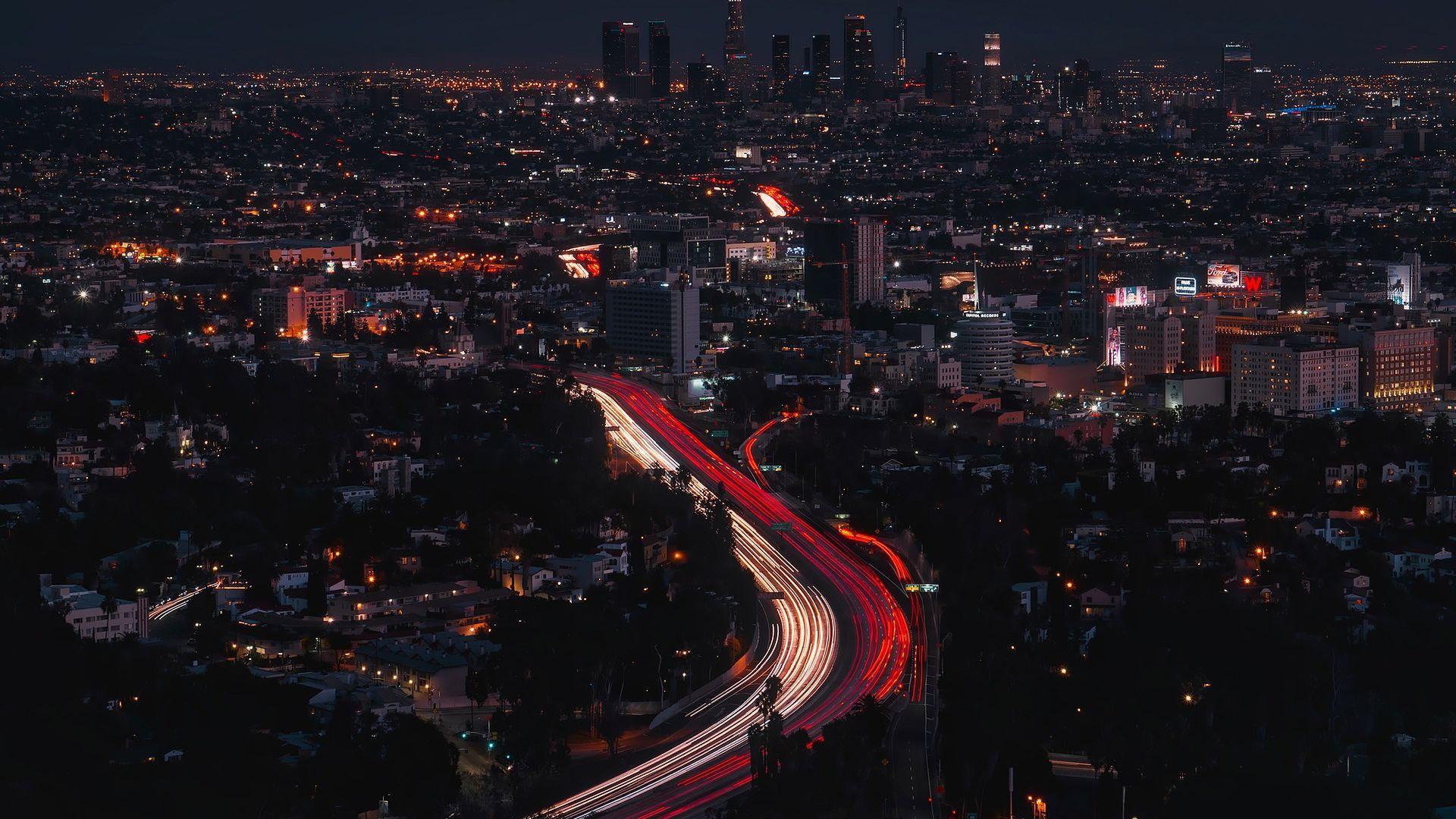 1920x1080 Los Angeles Night Background Wallpaper