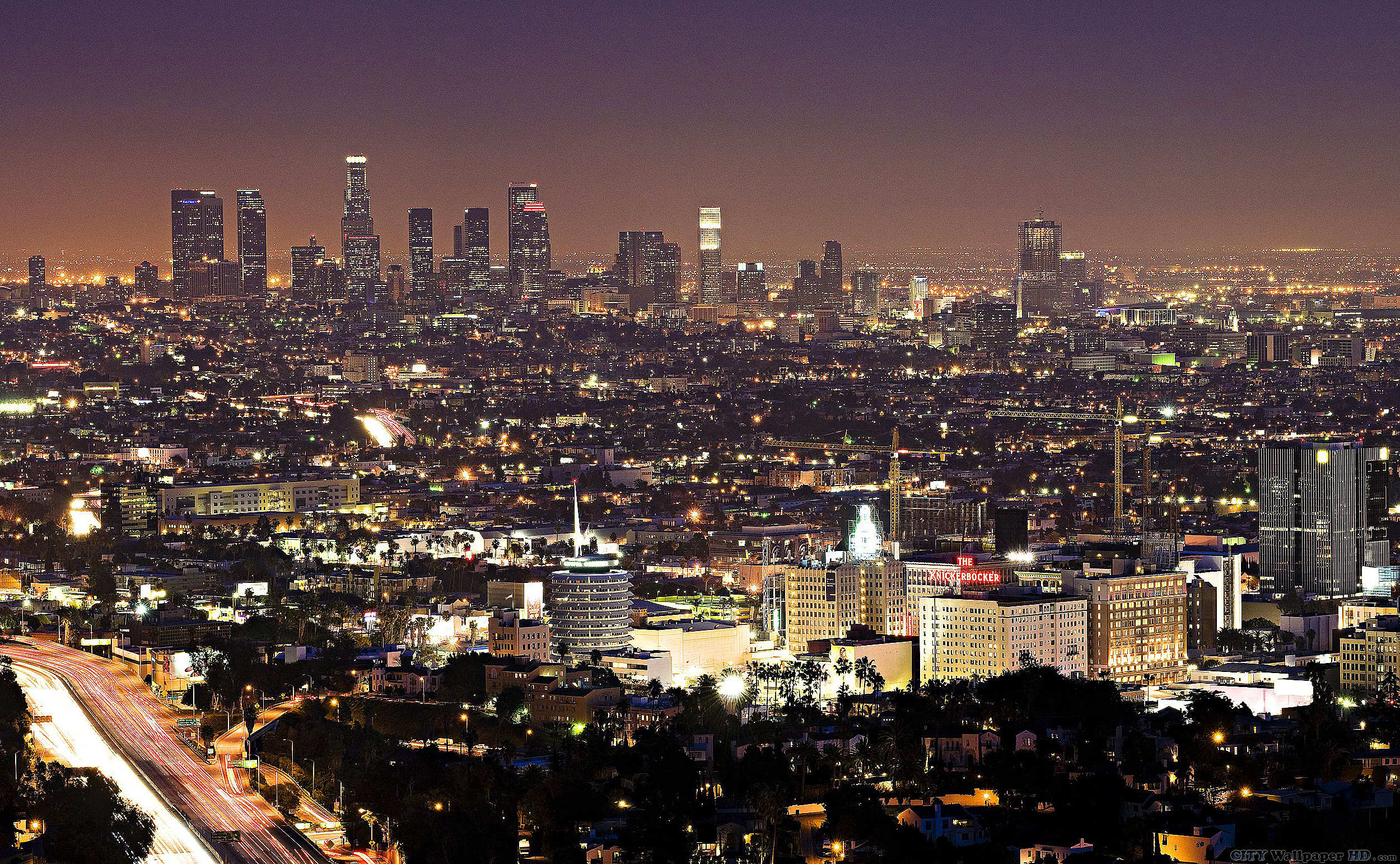 2500x1543 Night Los Angeles. Wallpaper cities for the tablet. Los Angeles, USA, California, metropolis