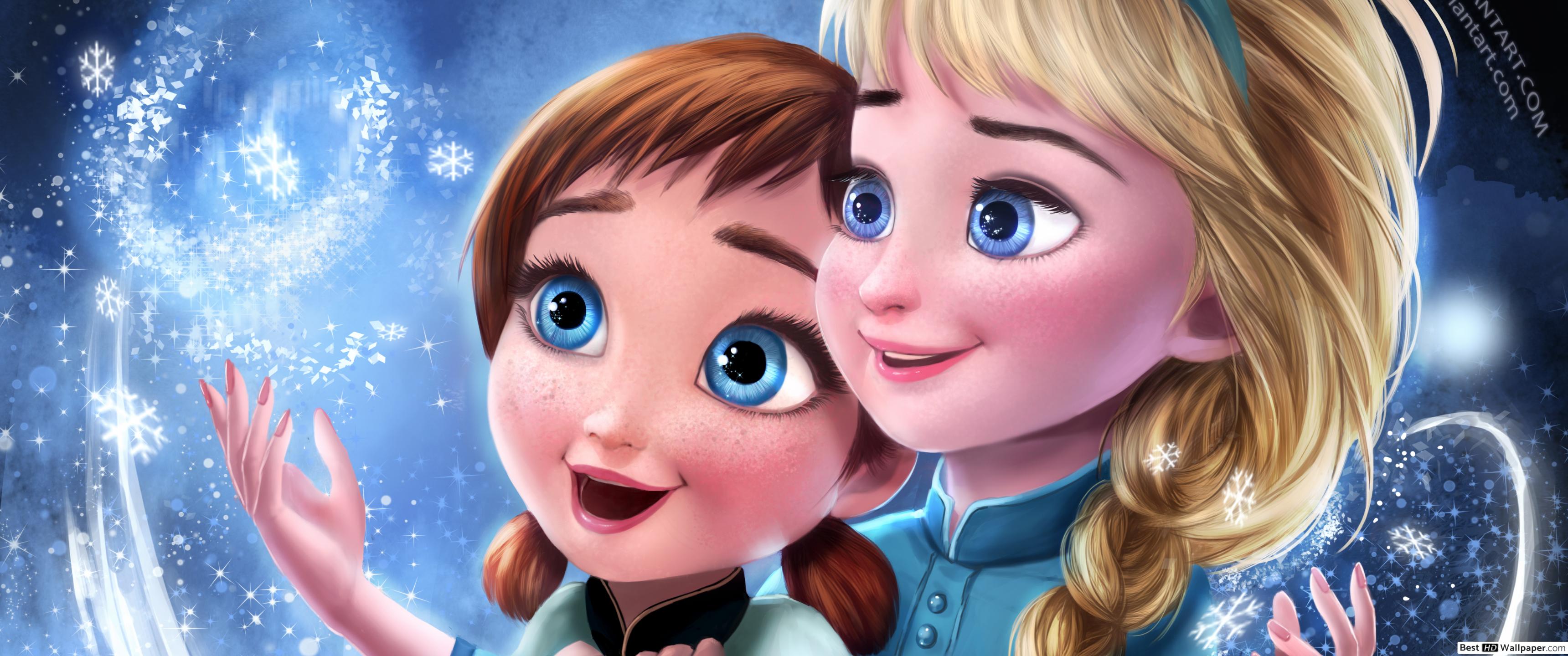 3440x1440 Frozen and Anna's childhood HD wallpaper download