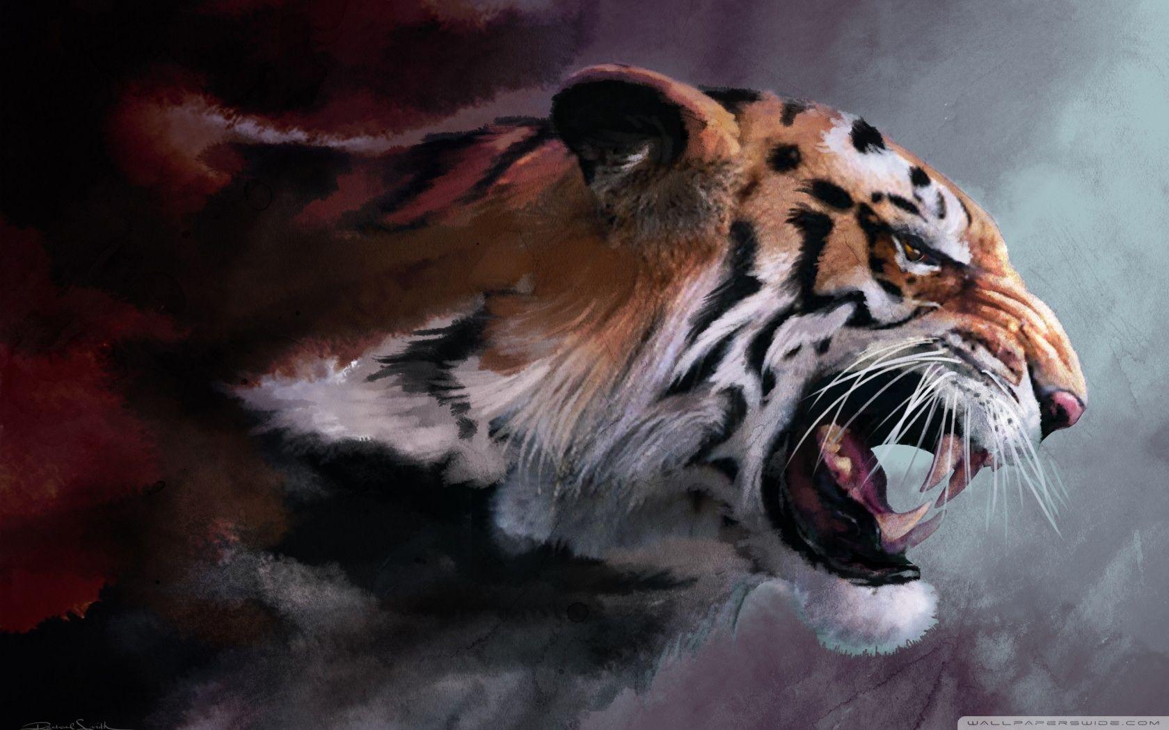 1680x1050 Angry Tiger Painting Wallpaper. Dragon City