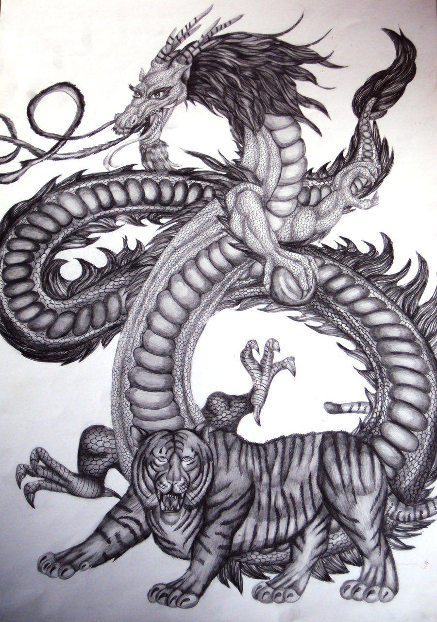 900x1280 asian dragon and tiger