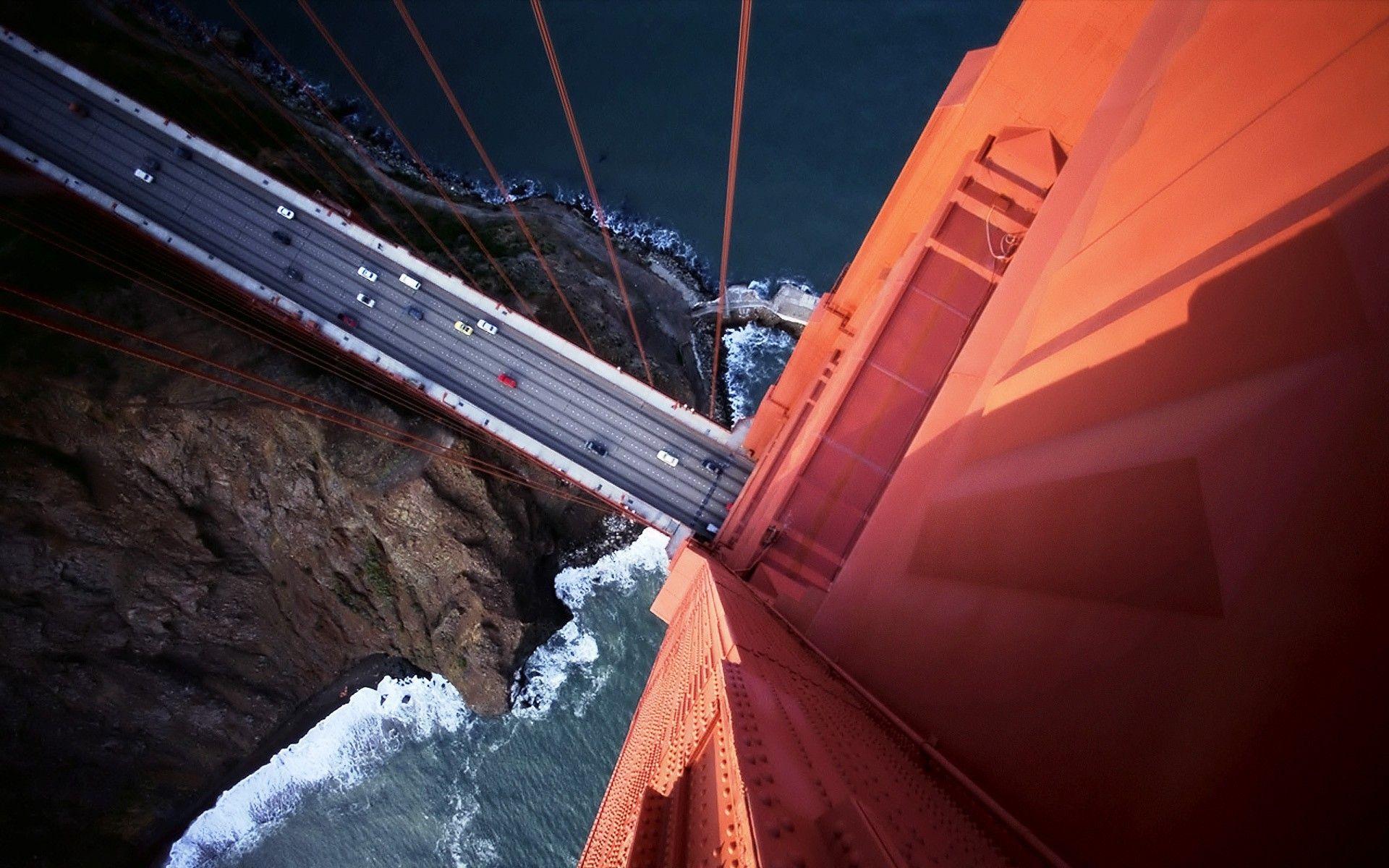 1920x1200 Cars On The Golden Gate Bridge With Bird's Eye View Wallpaper And Image, Picture, Photo