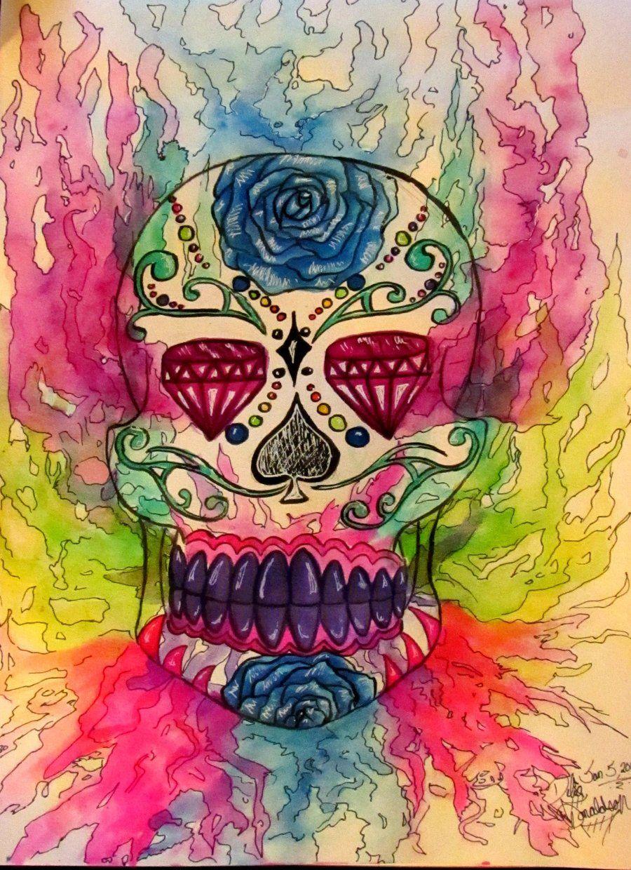 900x1240 Sugar Skull Colour Burst By Sakura Koi