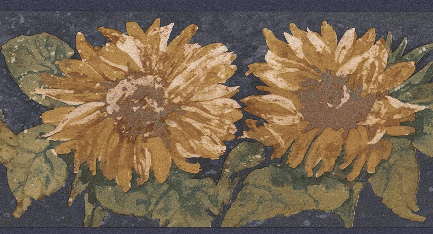 1500x813 Yellow Flowers Navy Blue Retro Wallpaper Border Paint by Design, Roll 15' x 5.25'': Amazon.ca: Tools & Home Improvement