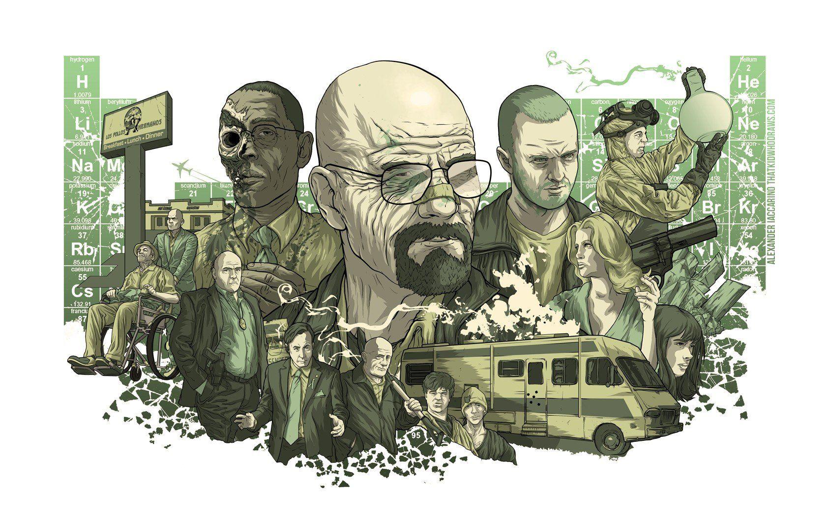 1680x1050 Walter White, Jesse Pinkman, Gustavo Fring, Saul Goodman, Hank Schrader, Skyler White, Breaking Bad, Revolvers, RV, Periodic table, TV Wallpaper HD / Desktop and Mobile Background