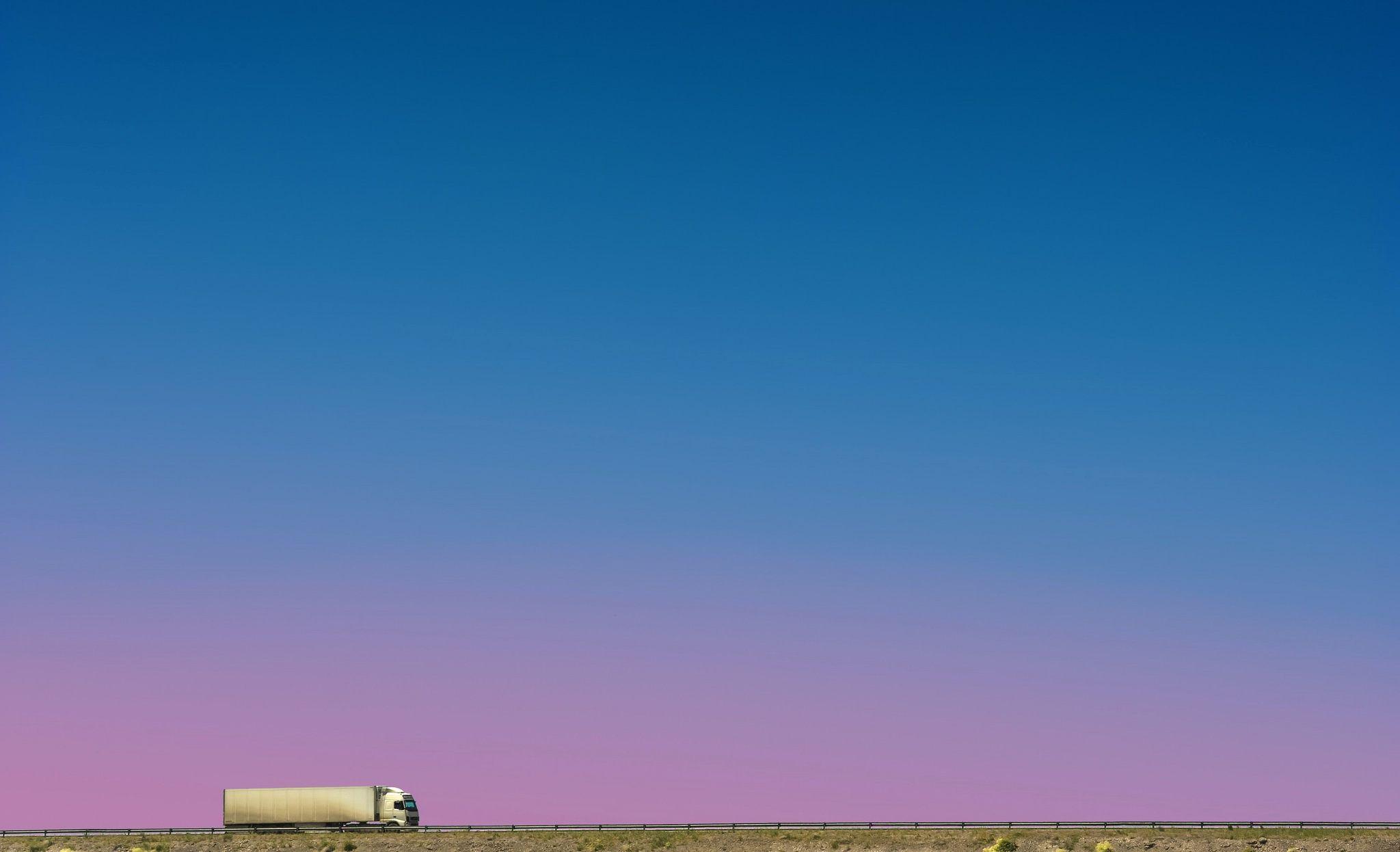 2048x1246 Purple Blu Sky And Truck Minimal Wallpaper, HD Minimalist 4K Wallpaper, Image, Photo and Background