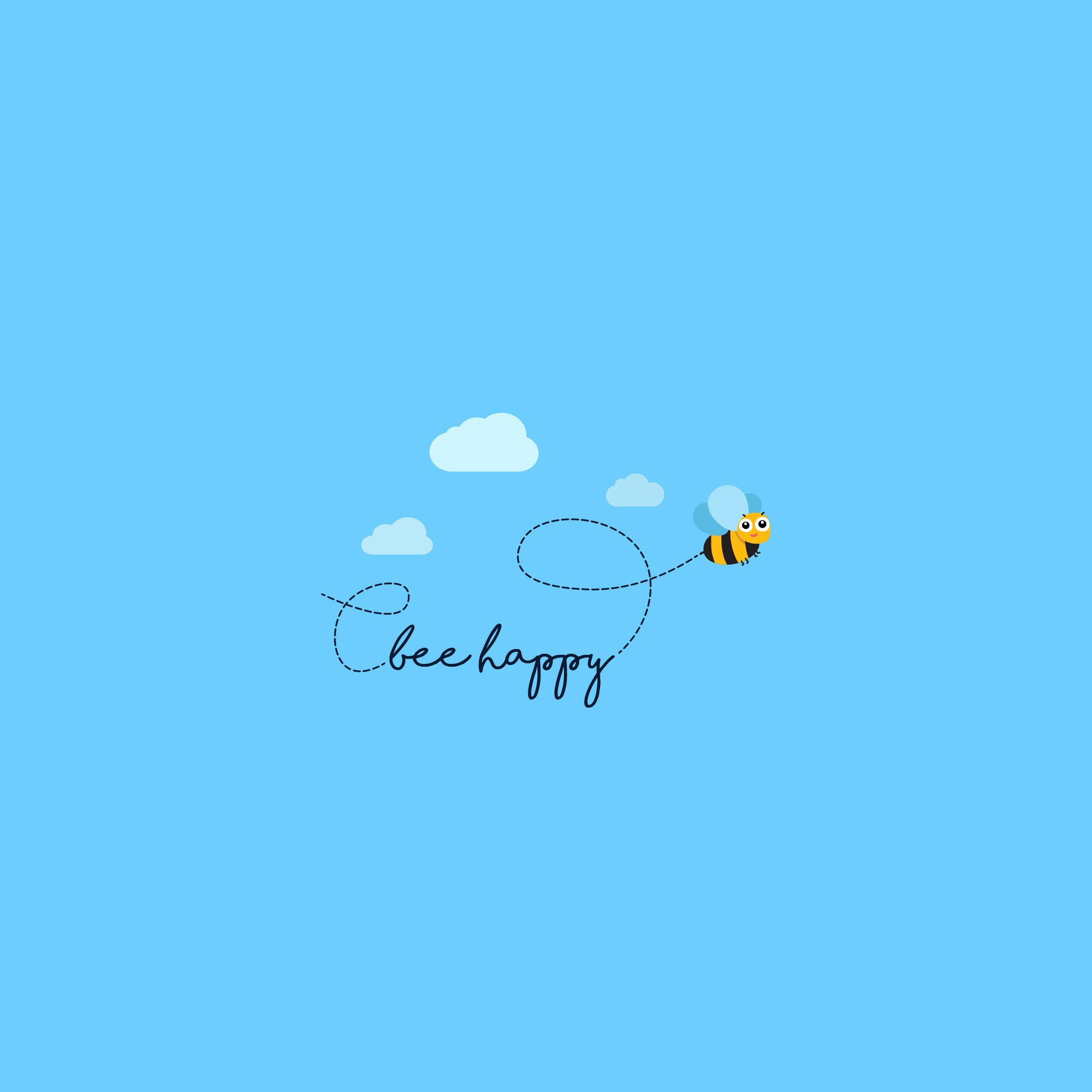 2560x2560 Bee happy 4K Wallpaper, Clear sky, Sky blue, Clouds, Bee, Minimal
