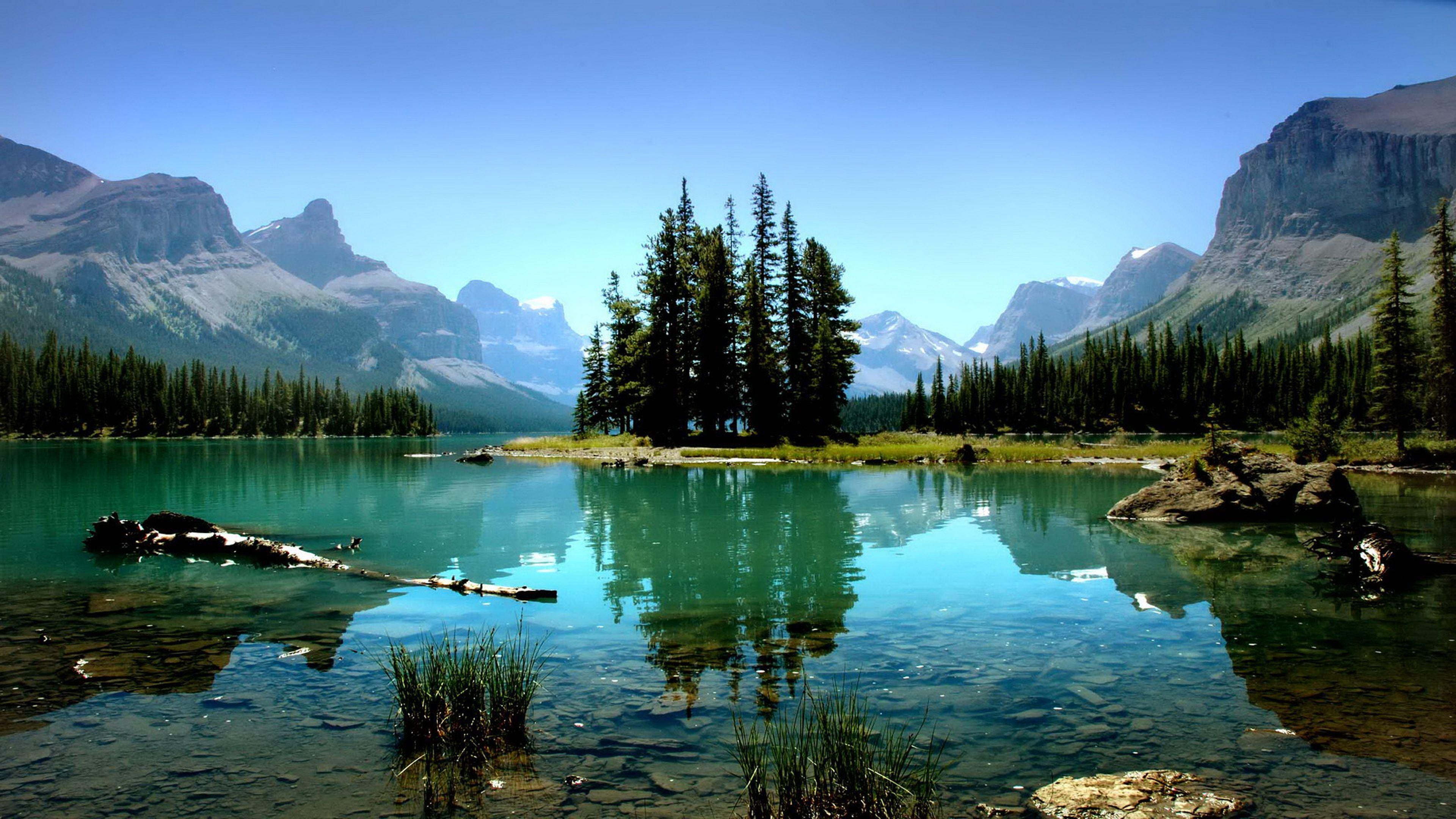 3840x2160 Canada Spirit Island Jasper National Park Hình nền tự nhiên 8628