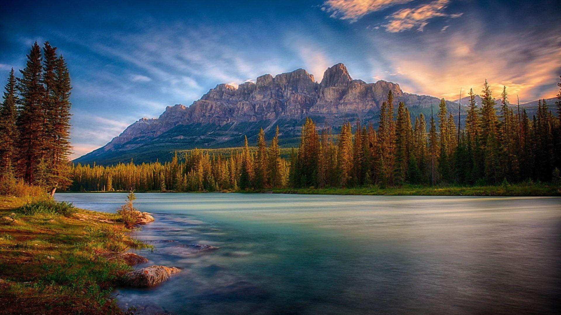 1920x1080 Banff National Park Of Canada Castle Mountain Nature Mountain Sunrise Hình nền HD