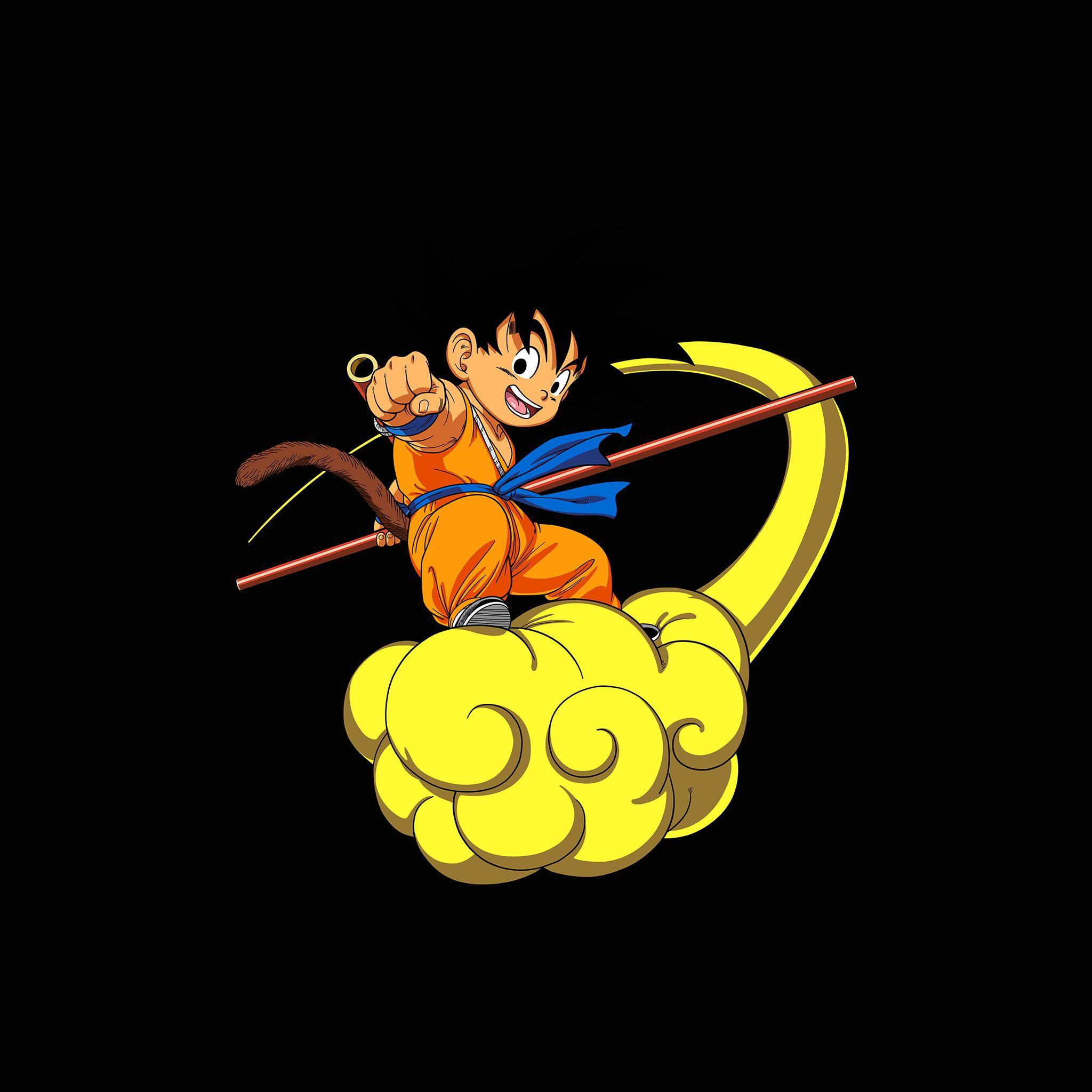 2048x2048 Android wallpaper. dragonball goku cloud fly anime art illust
