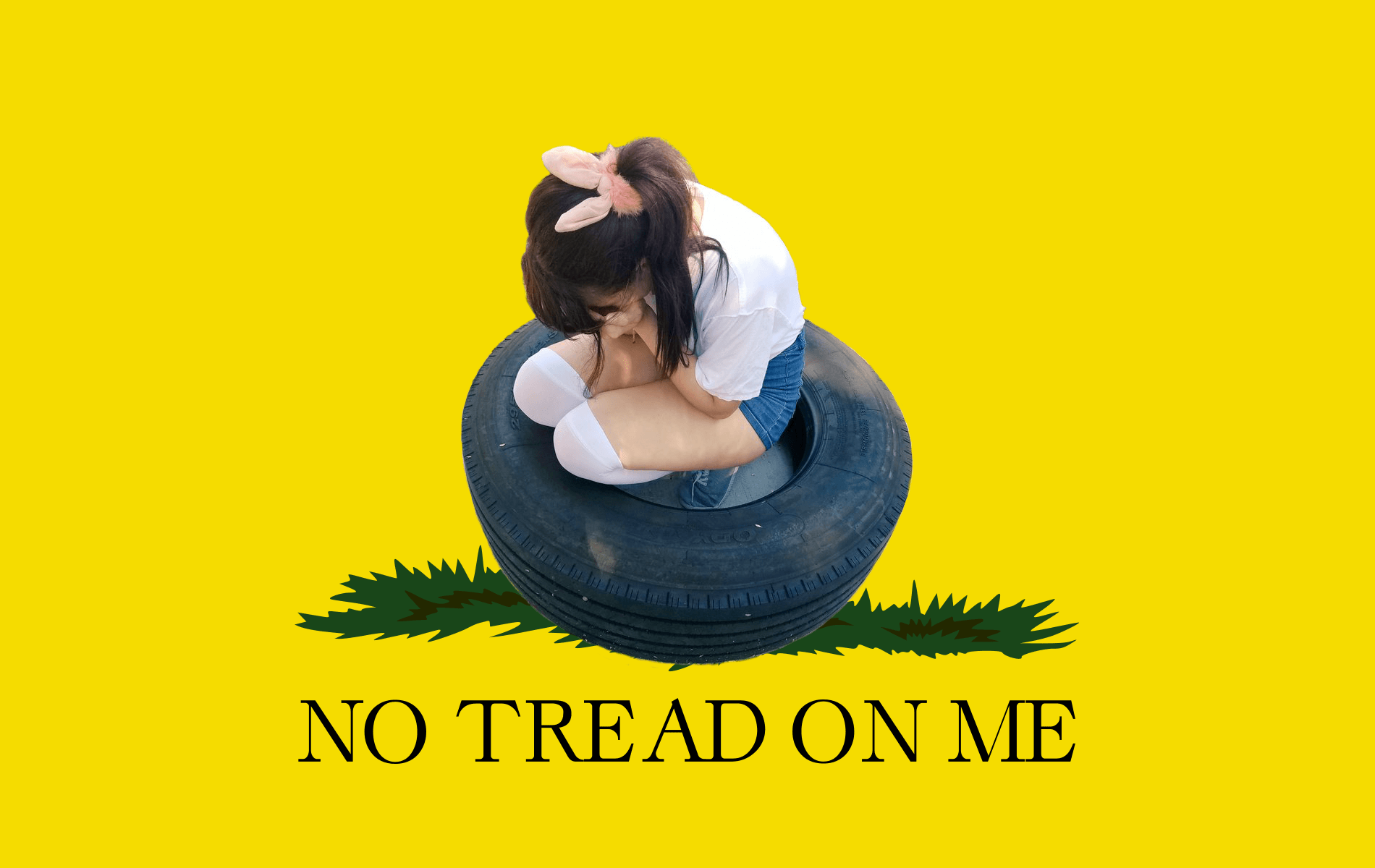 1900x1200 Gadsden Flag Women Tires Knee Highs Yellow Background Wallpaper:1900x1200