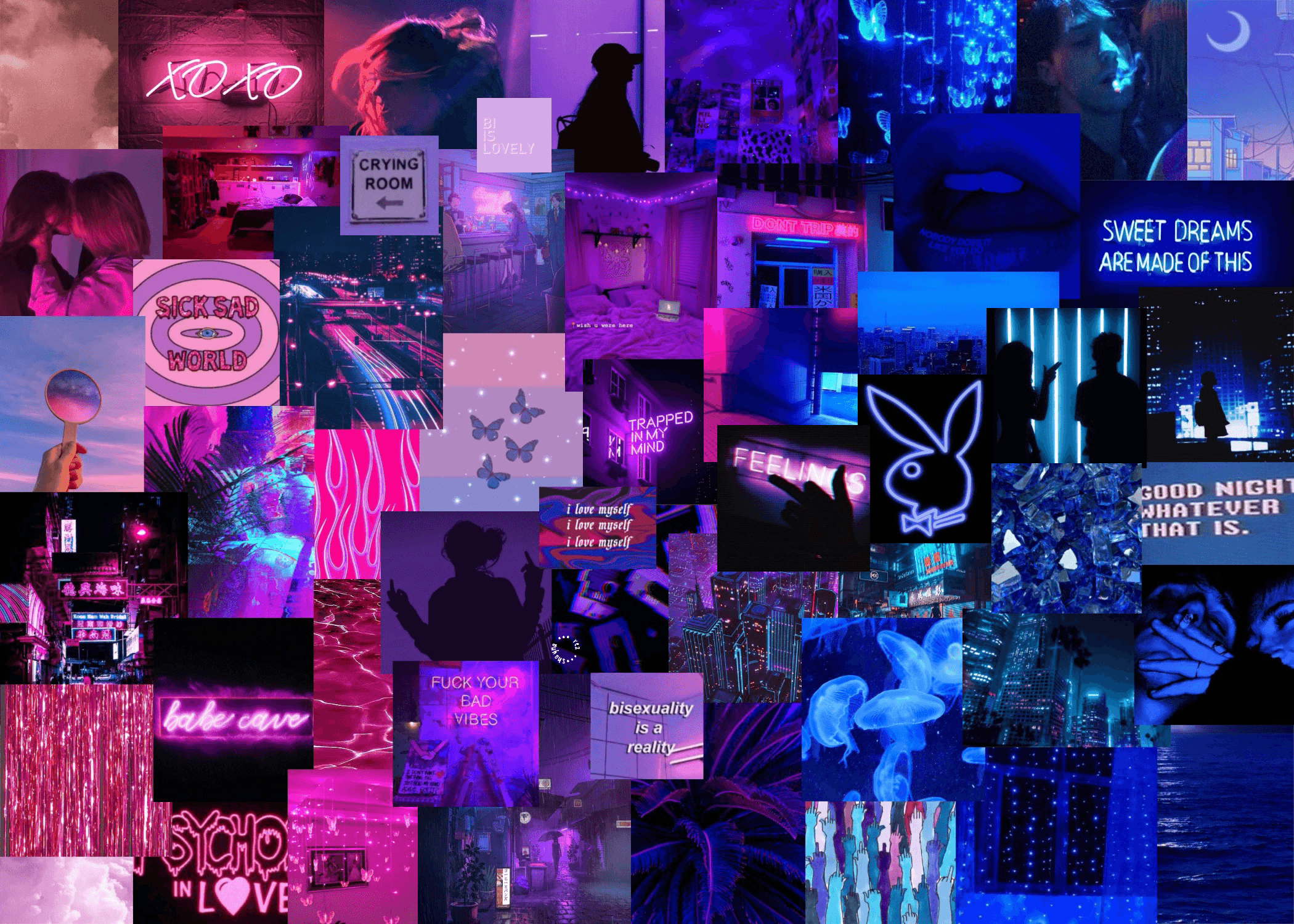 Inflyers Neon Purple Collage Kit  100 Pcs Cute Dorm Photo Wall Decor  Bedroom Décor for Teens Posters for Room Aesthetic  Adhesive on Back  Side Size 4x6 Inches Glossy Finish Purple