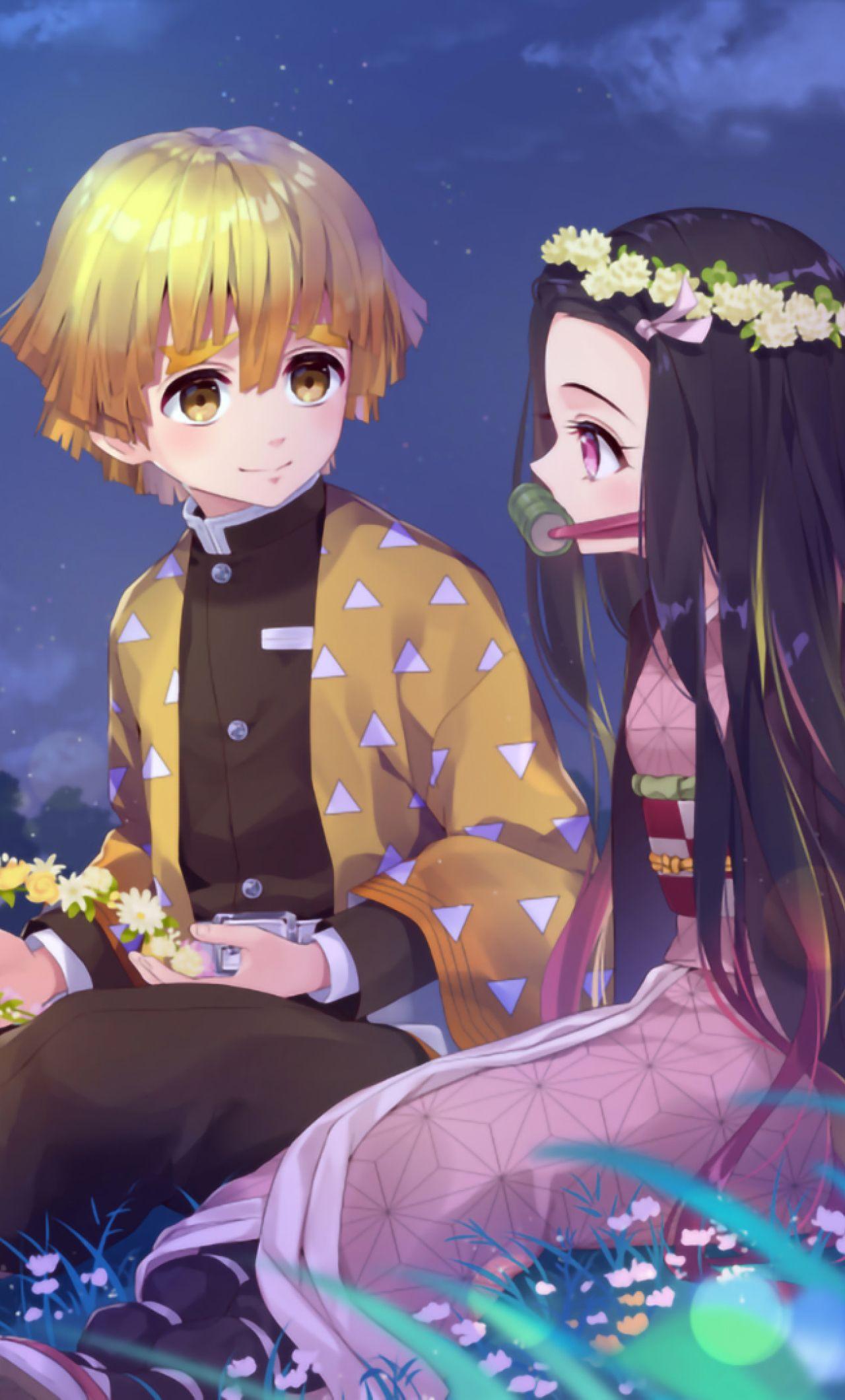 1280x2120 Nezuko Kamado and Zenitsu Agatsuma Art iPhone 6 plus Wallpaper, HD Anime 4K Wallpaper, Image, Photo and Background