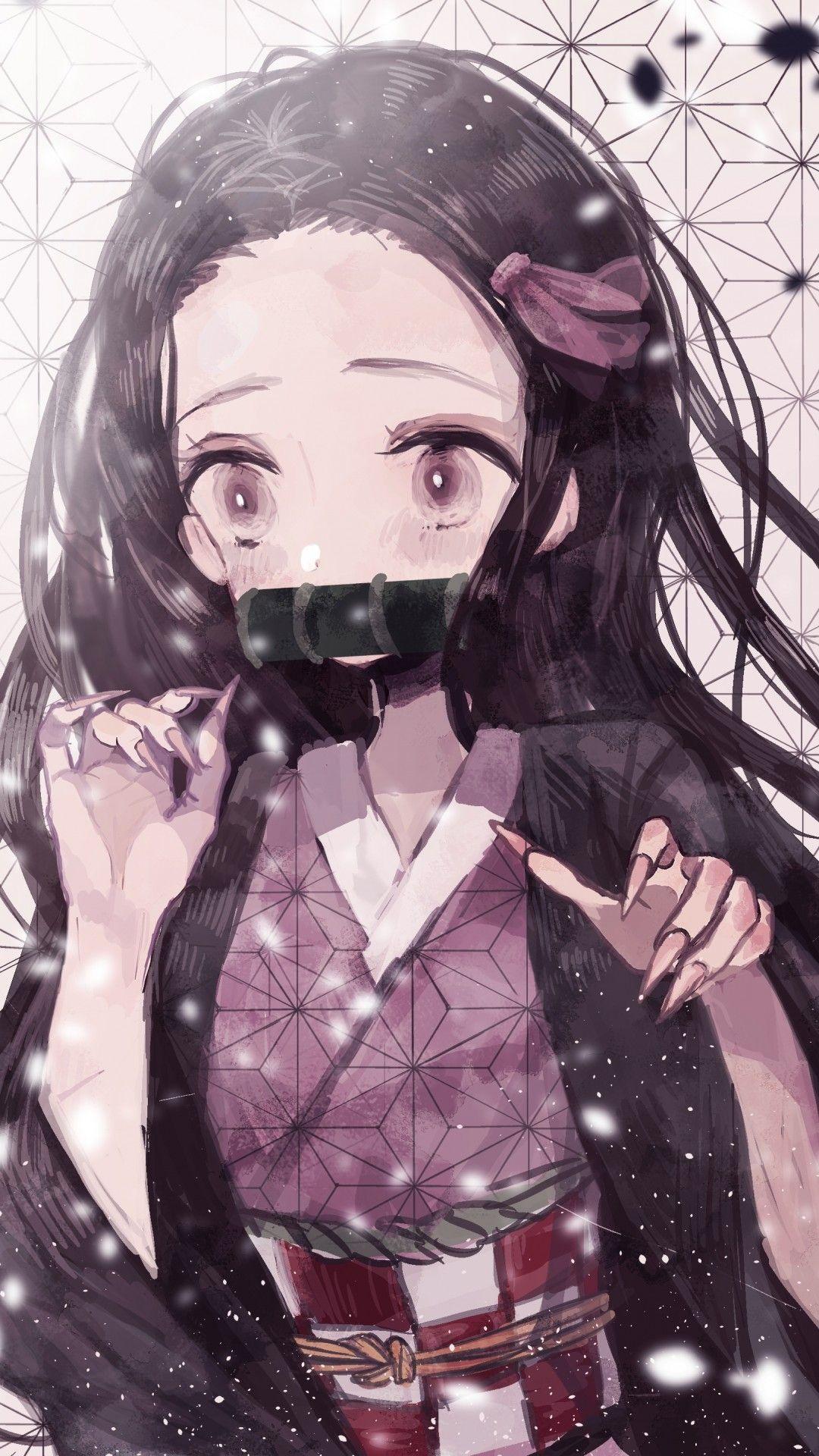 1080x1920 Download 1080x1920 Kamado Nezuko, Anime Girl, Long Hair, Kimetsu No Yaiba Wallpaper for iPhone iPhone 7 Plus, iPhone 6+, Sony Xperia Z, HTC One