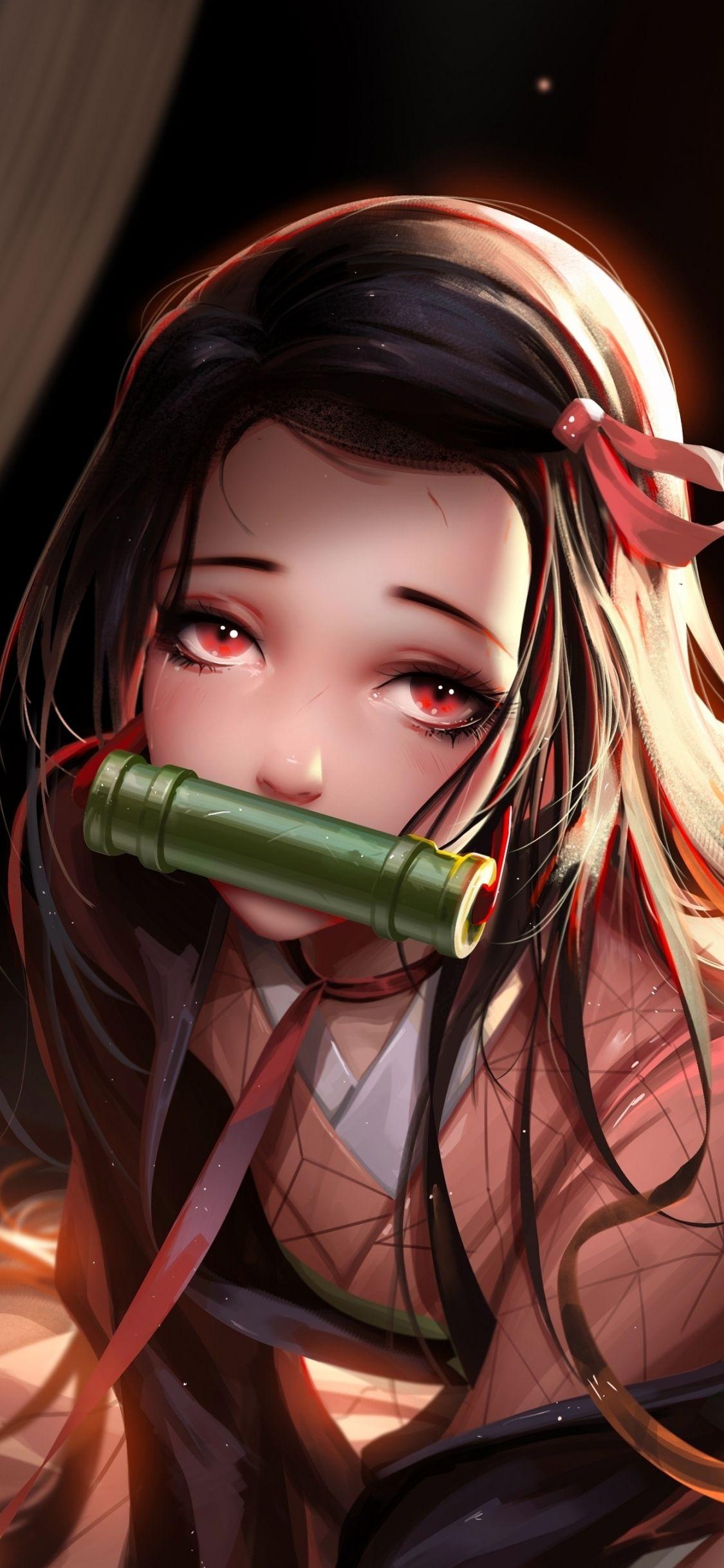 1125x2436 Download 1125x2436 wallpaper beautiful eyes, red eyes, cute, kamado nezuko, iphone x 1125x2436 HD image, background, 23941