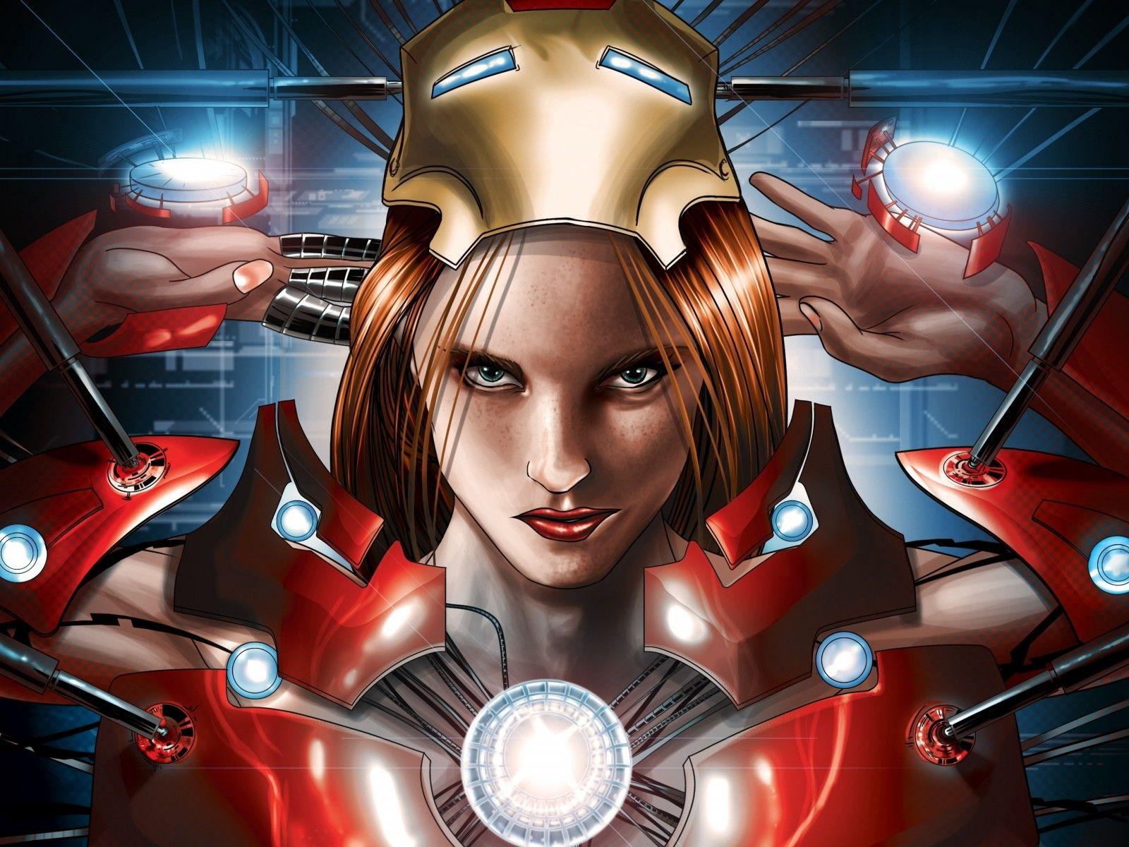 1600x1200 women, redhead, anime, superhero, Marvel Comics, Iron Man, machine, comics, Pepper Potts, screenshot, computer wallpaper, comic book. Mocah.org HD Desktop Wallpaper