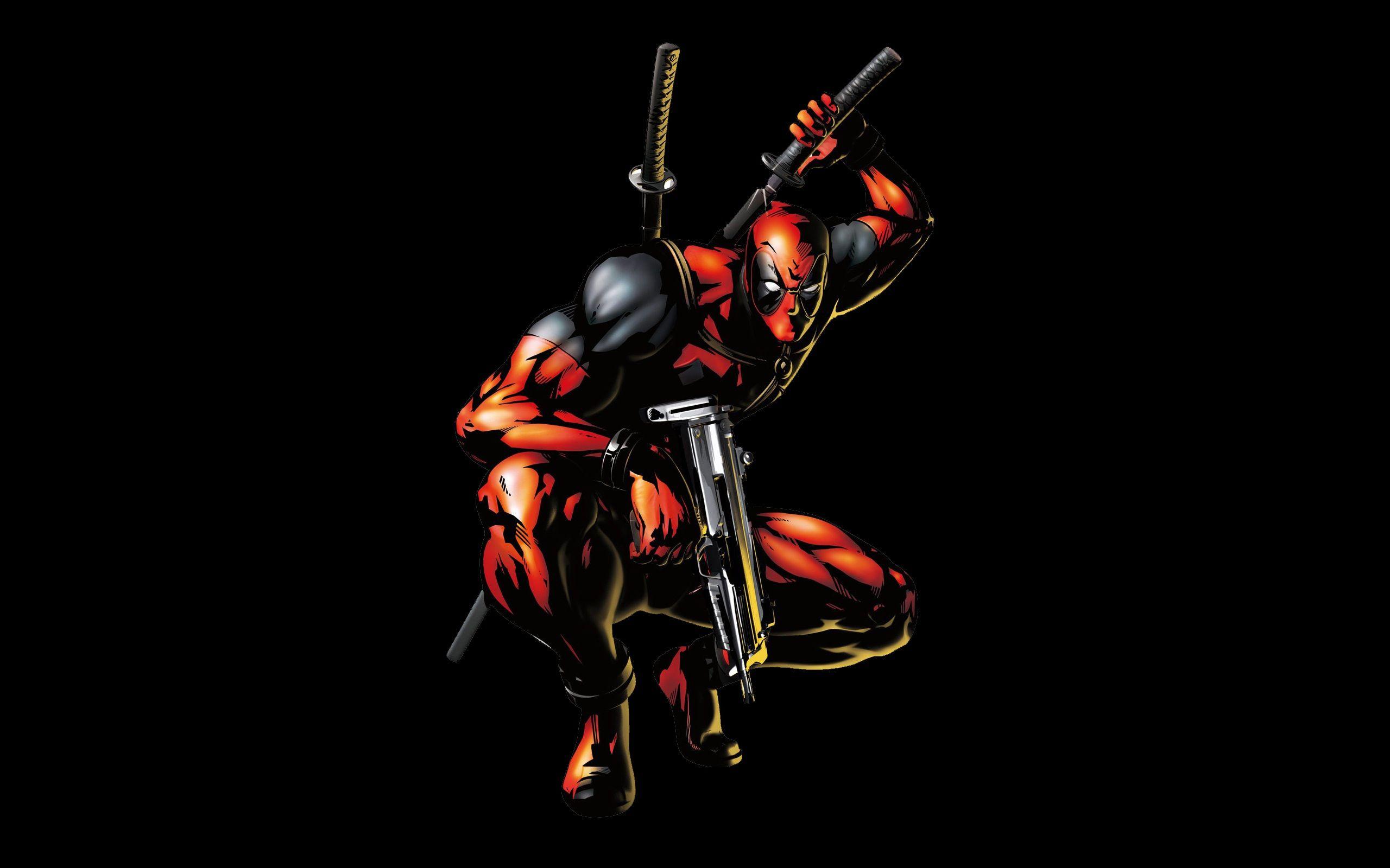 2560x1600 Artwork Black Background Comics Deadpool Wade Wilson Marvel