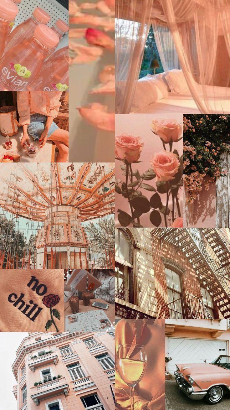 735x1309 Tapete, hintergrund, collage, sthetisch, musik, farbe, pfirsichfarben - #sthet.. Aesthetic pastel wallpaper, Aesthetic wallpaper, Aesthetic iphone wallpaper