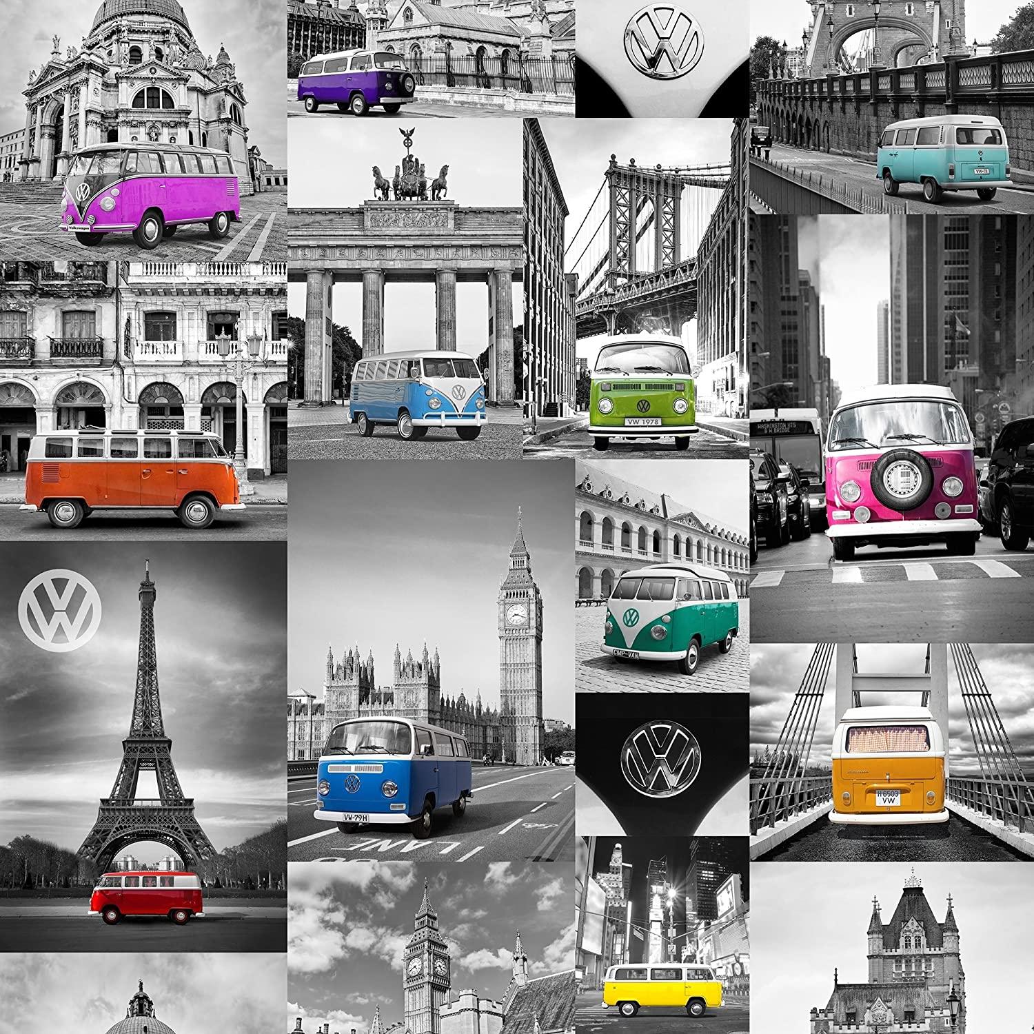 1500x1500 Muriva VW Campers Wallpaper Blue Pink Orange: Amazon.co.uk: DIY & Tools
