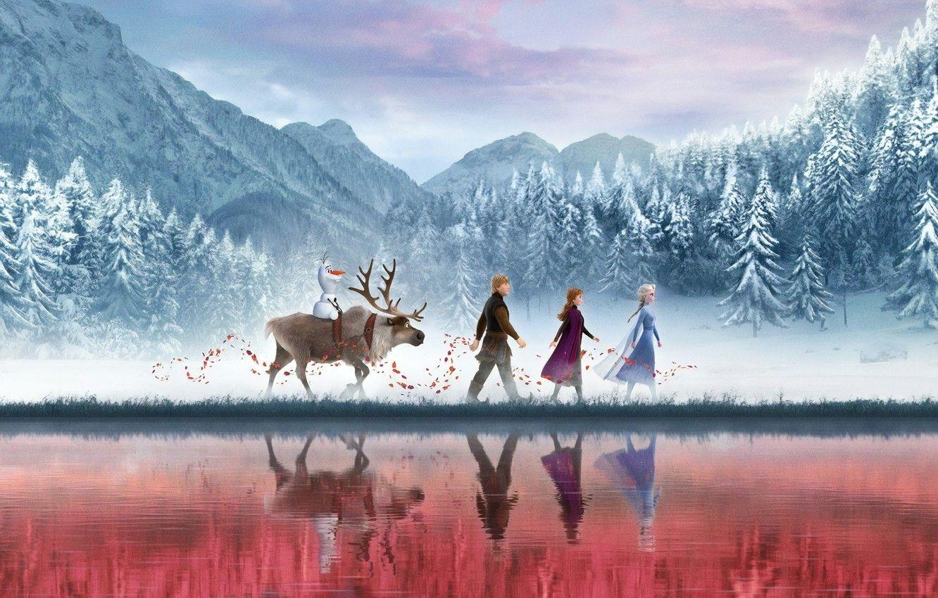1332x850 Wallpaper Frozen, Red, Fantasy, Nature, Blizzard, Beautiful, Anime, Wood, Winter, Anna, Tree, Queen, Snow, Girls, Female, Family image for desktop, section фильмы