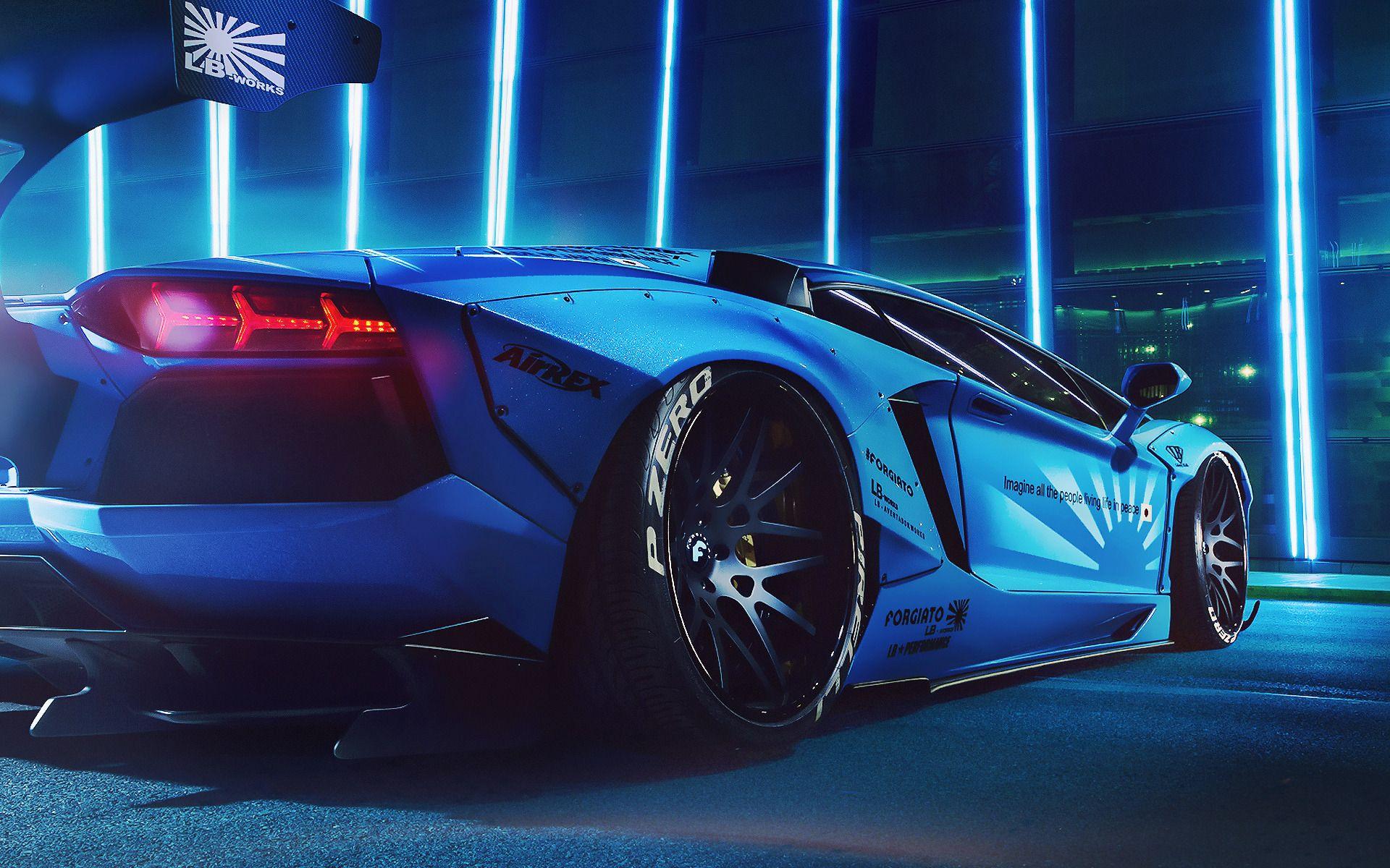 1920x1200 Download wallpaper lights, Lamborghini, Blue, LP700- Aventador, Liberty Walk, section lamborghini in resolution 1920x1200