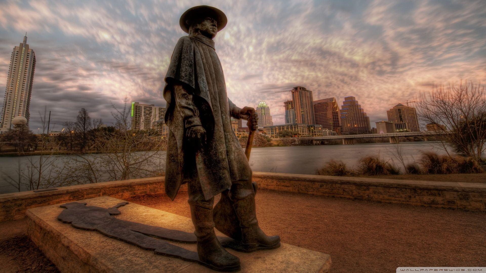 1920x1080 Download The Stevie Ray Vaughan Memorial Statue In Austin Wallpaper 1920x1080