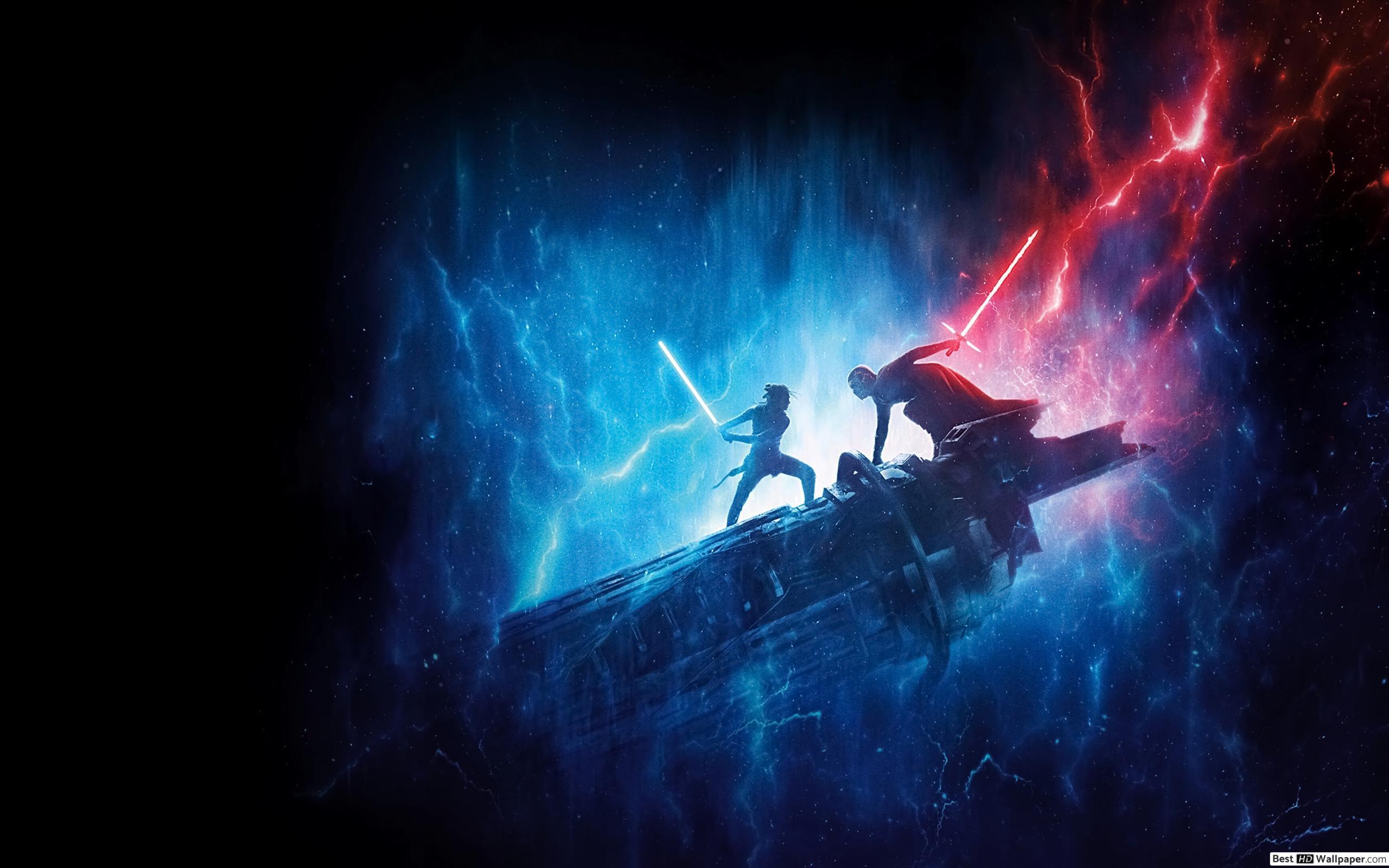 2560x1600 Star wars, Rey's blue lightsaber vs, Kylo Ren's red lightsaber HD wallpaper download