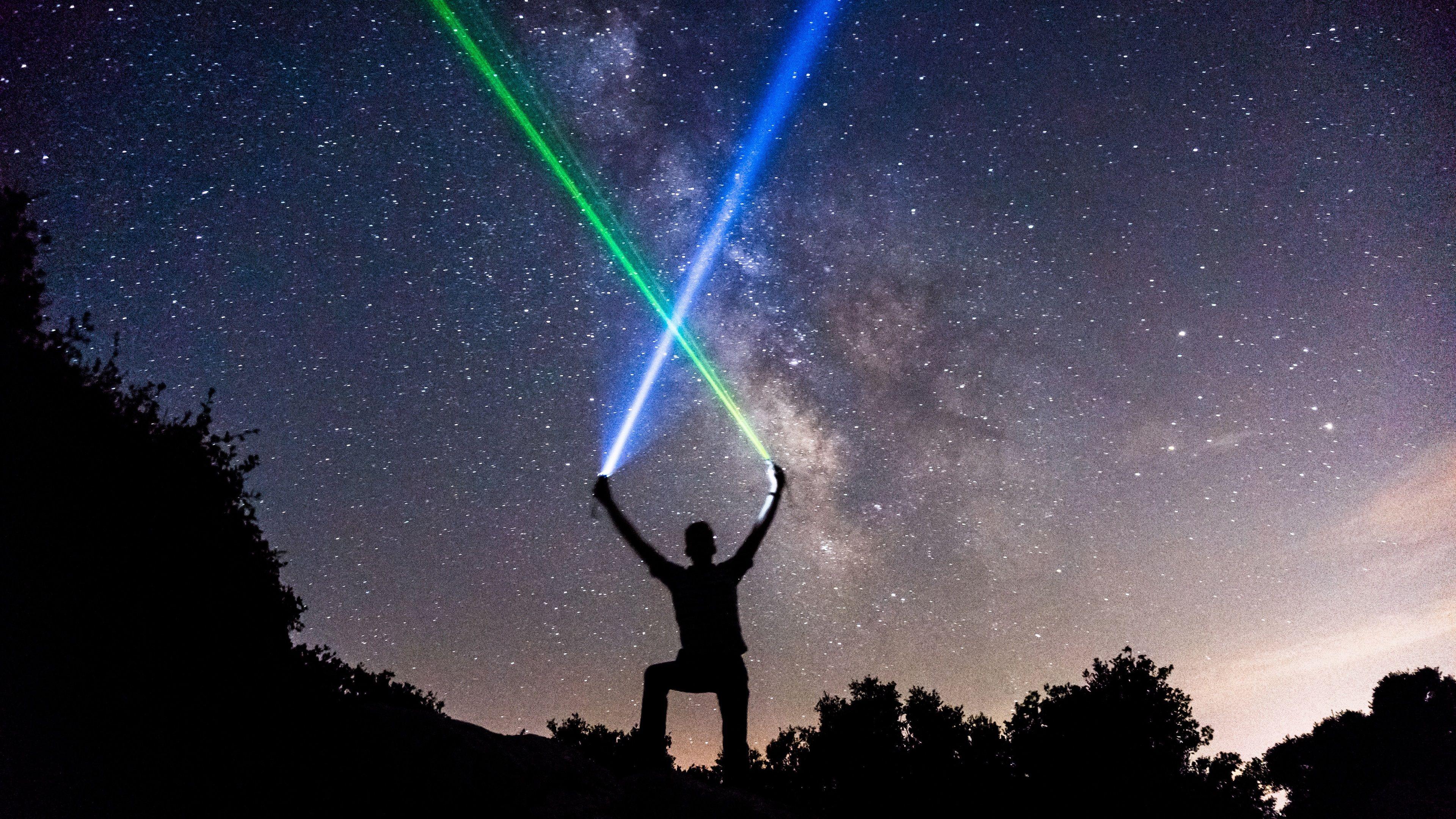 3840x2160 Starry, Night, Man, Lightsaber 1080x1920 IPhone 8 7 6 6S Plus Wallpaper, Background, Picture, Image
