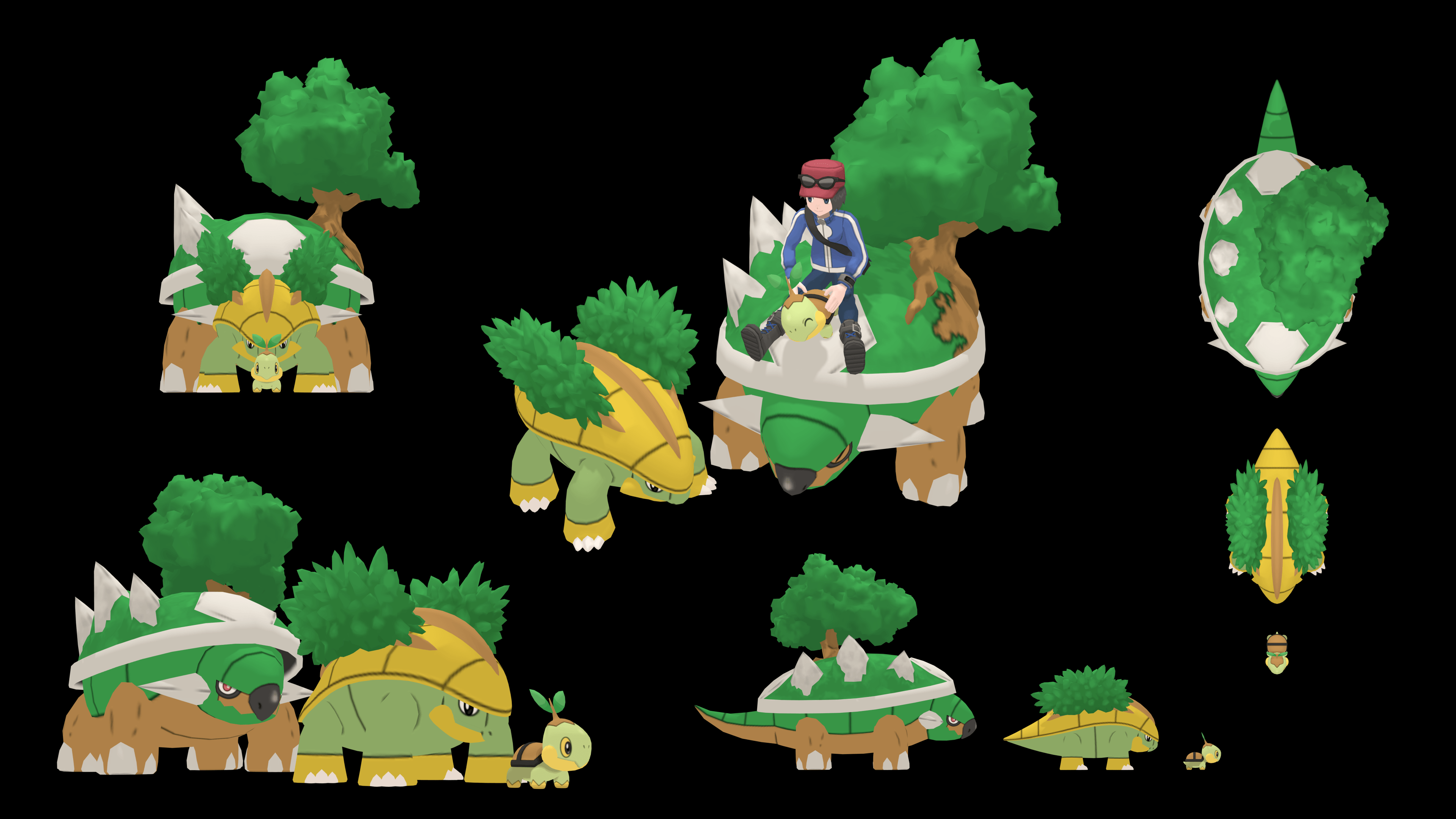 3840x2160 Size comparison through evolutions : Turtwig