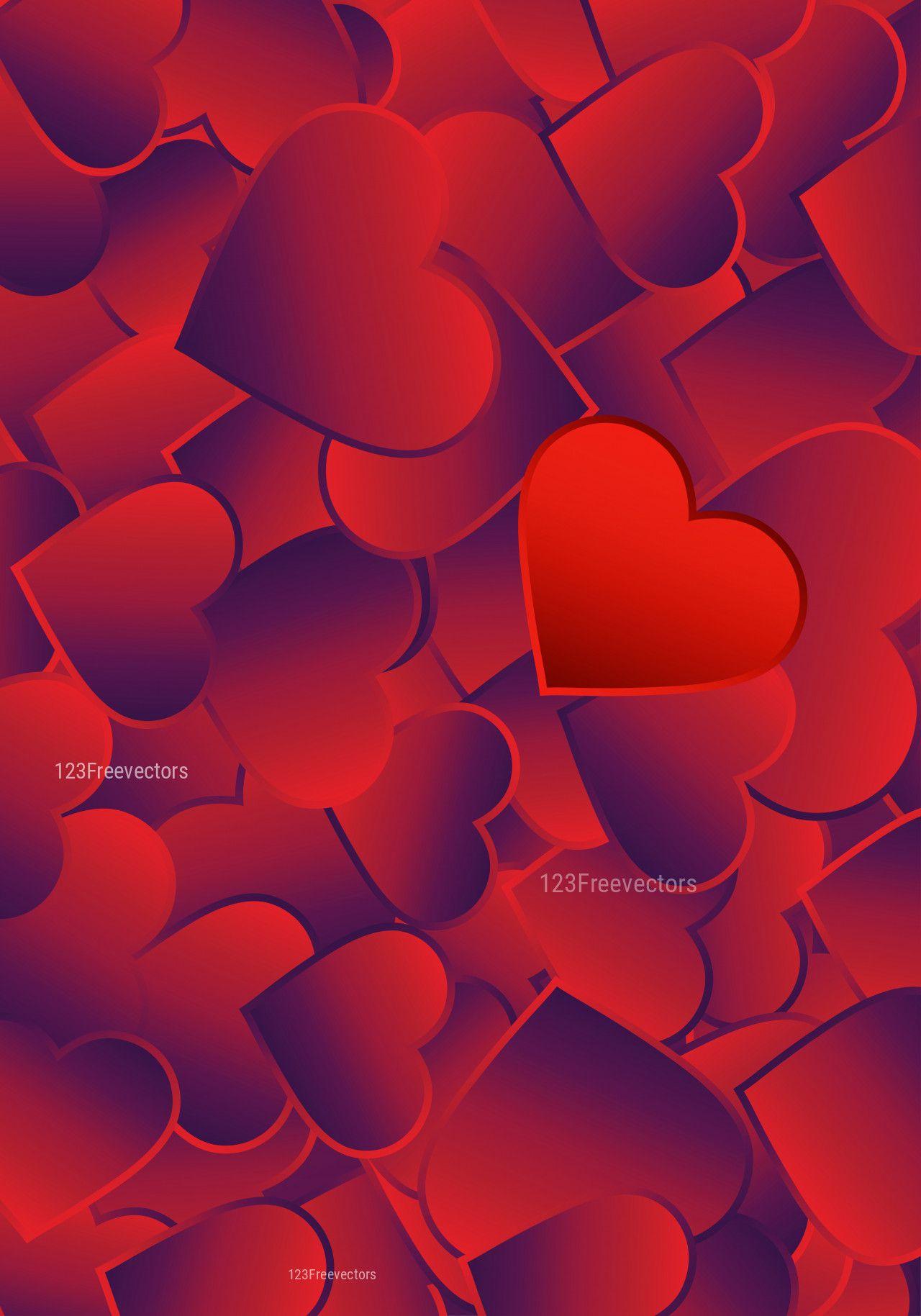 1280x1829 Red and Purple Heart Wallpaper Background Vector Art