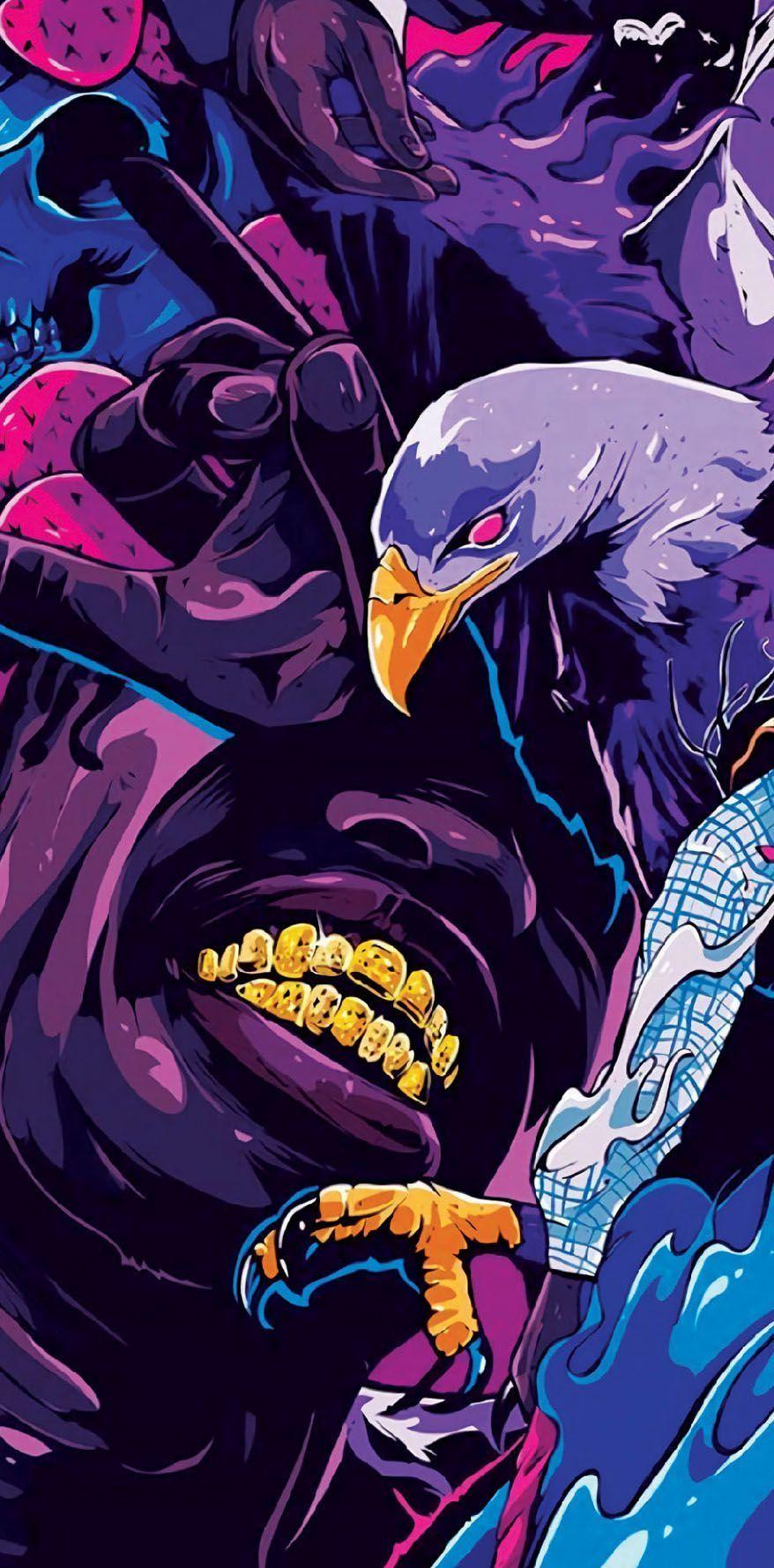878x1778 Travis Scott Cartoon Wallpaper