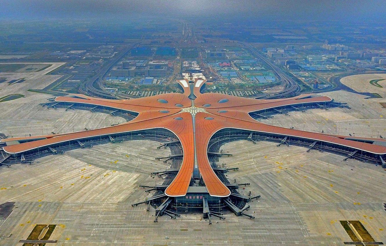 1332x850 Wallpaper panorama, China, Downtown Dubai are the Beijing Daxing airport image for desktop, section авиация