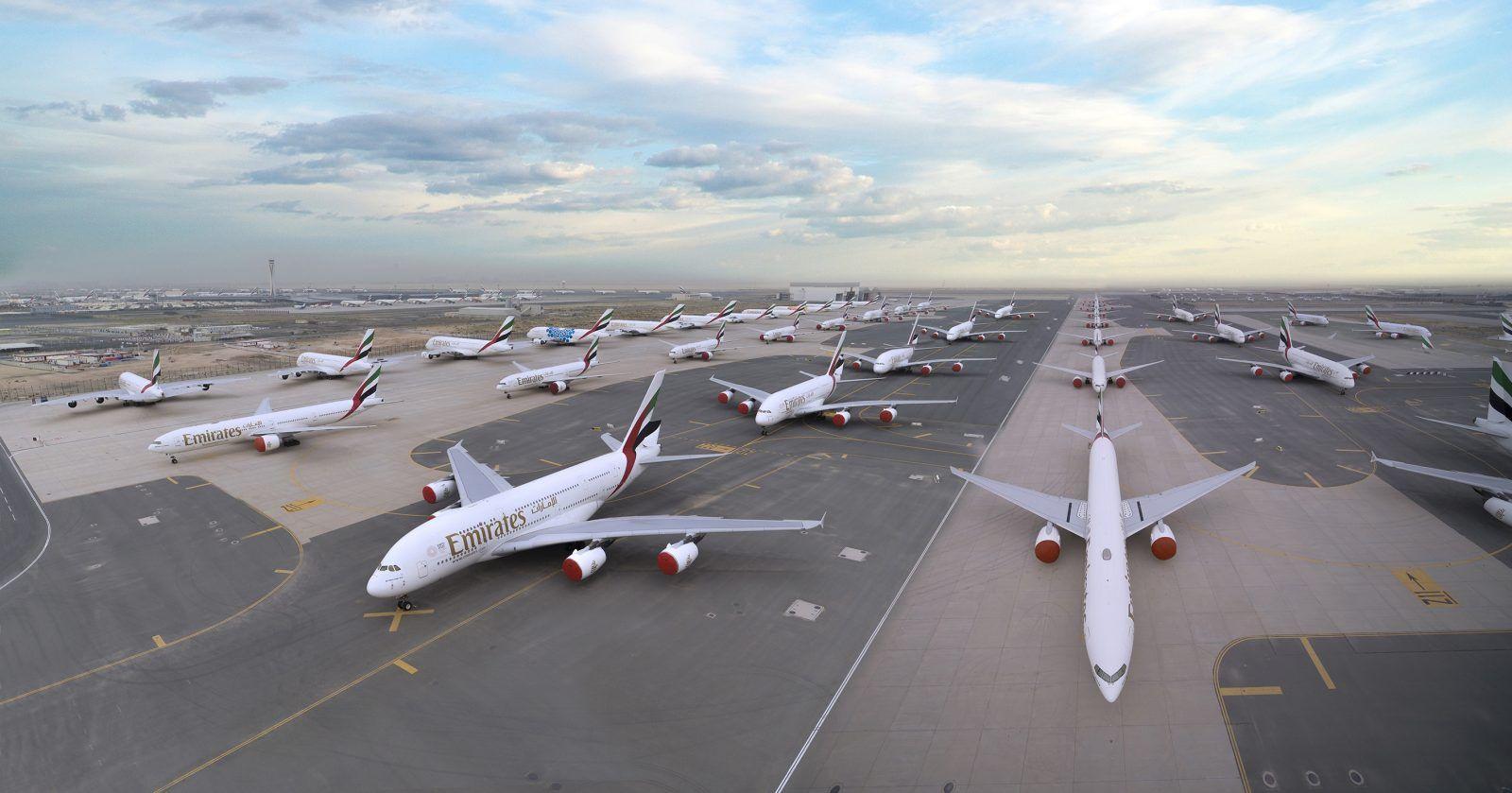 1600x839 Emirates Releases Sobering Image of its Grounded Aircraft Parked Up for the Foreseeable Future