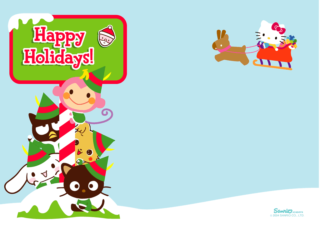 1024x768 Happy holidays! Hello Kitty Christmas Wallpaper
