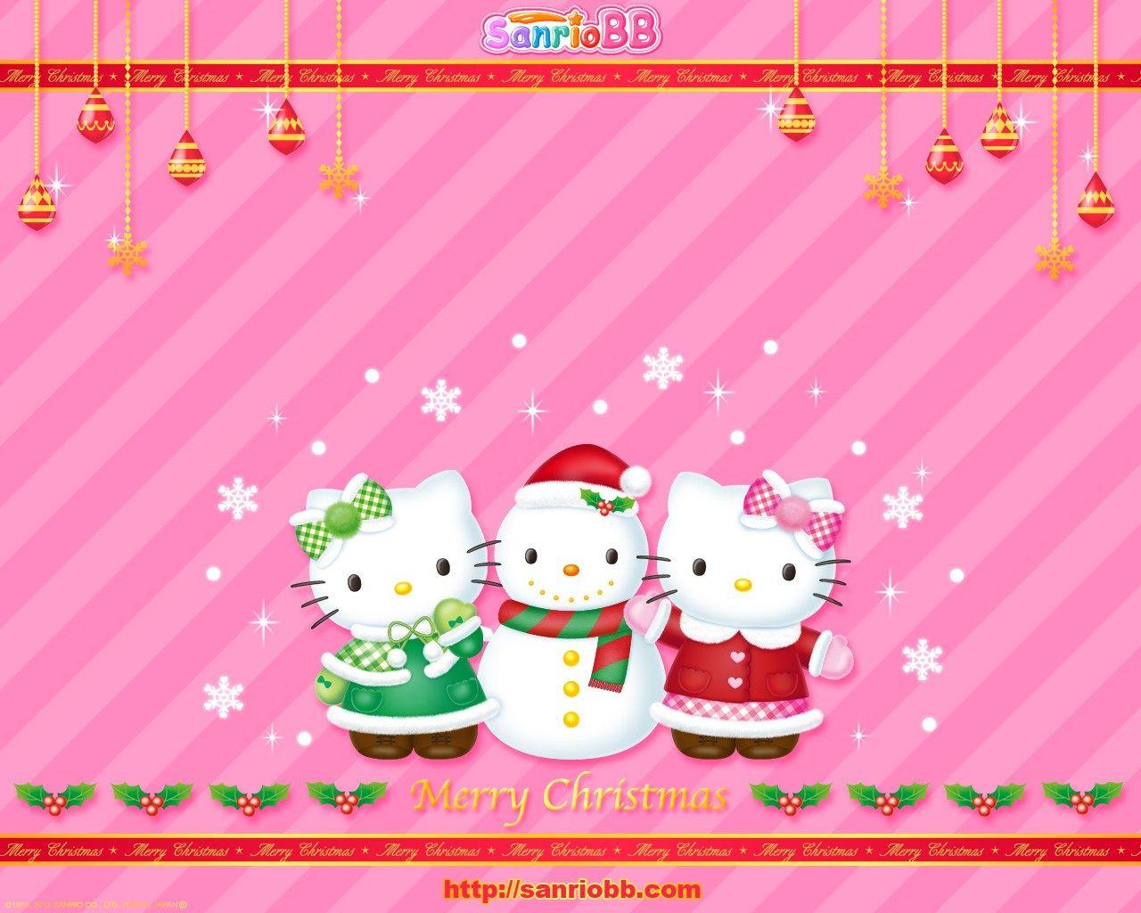1280x1024 Hello Kitty Christmas Background