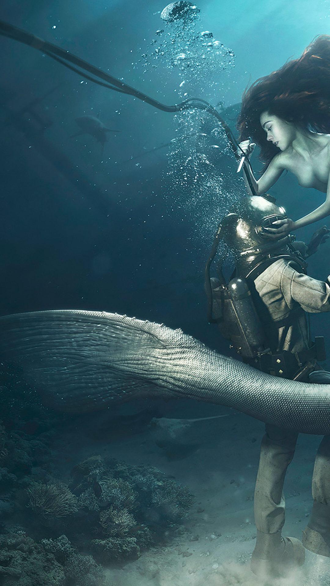 1080x1920 Diver and the Mermaid HD Wallpaper. HD Wallpaper Download