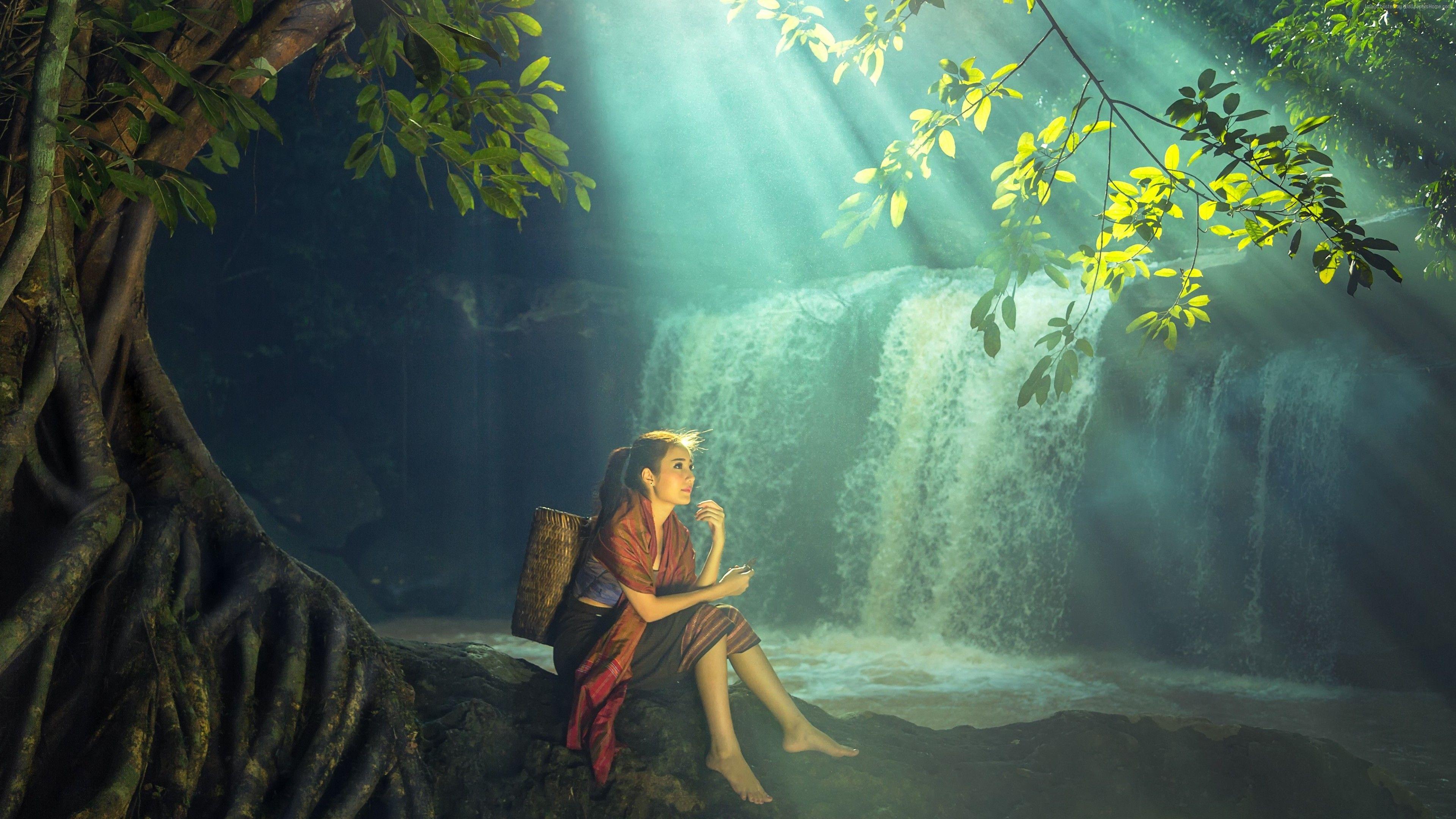 3840x2160 Wallpaper Waterfall, Thailand, 4K, Travel Wallpaper Download Resolution 4K Wallpaper