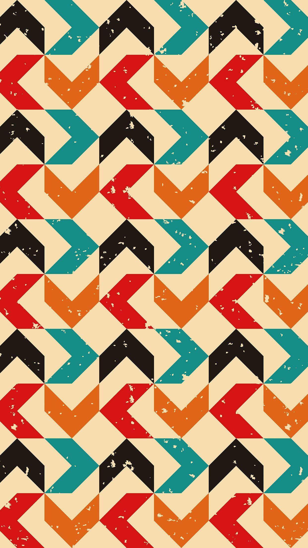 1242x2208 iPhone X wallpaper. retro red blue yellow pattern