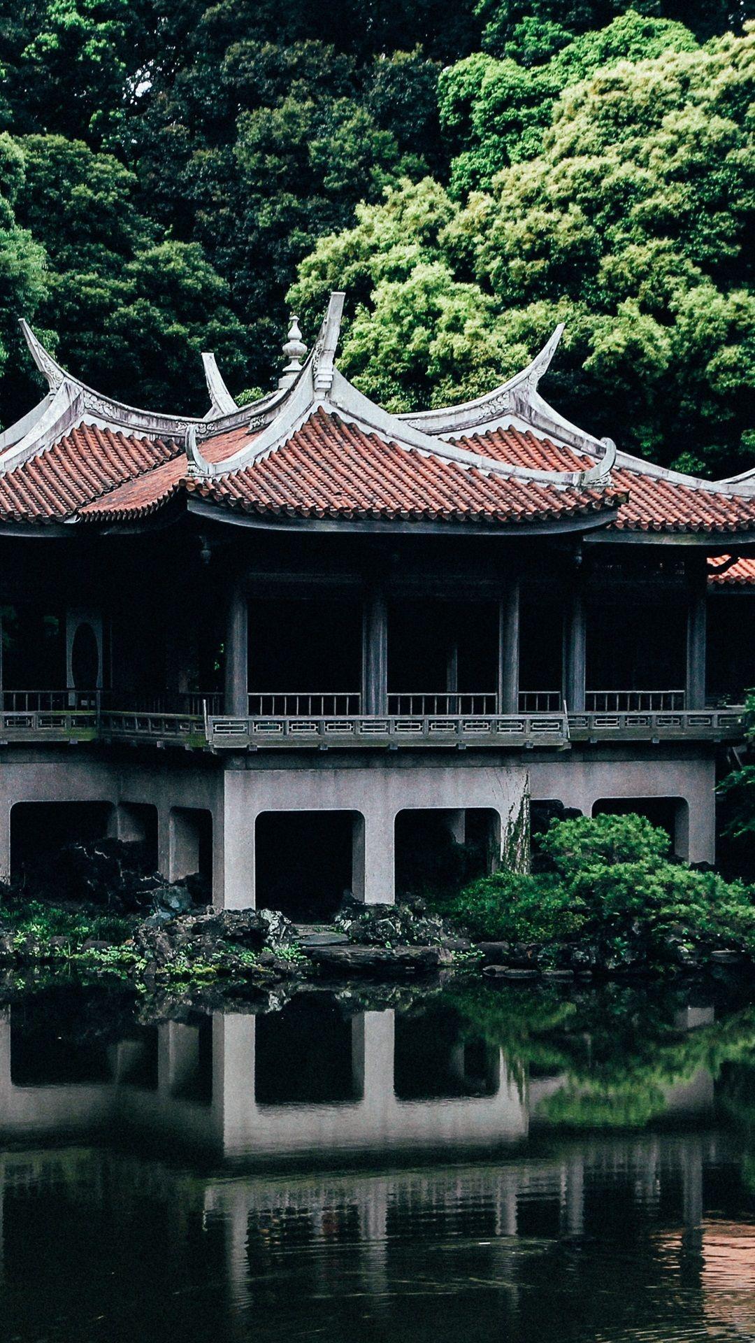 1080x1920 Japan, Tokyo, Temple, Trees, Pond 1125x2436 IPhone 11 Pro XS X Wallpaper, Background, Picture, Image