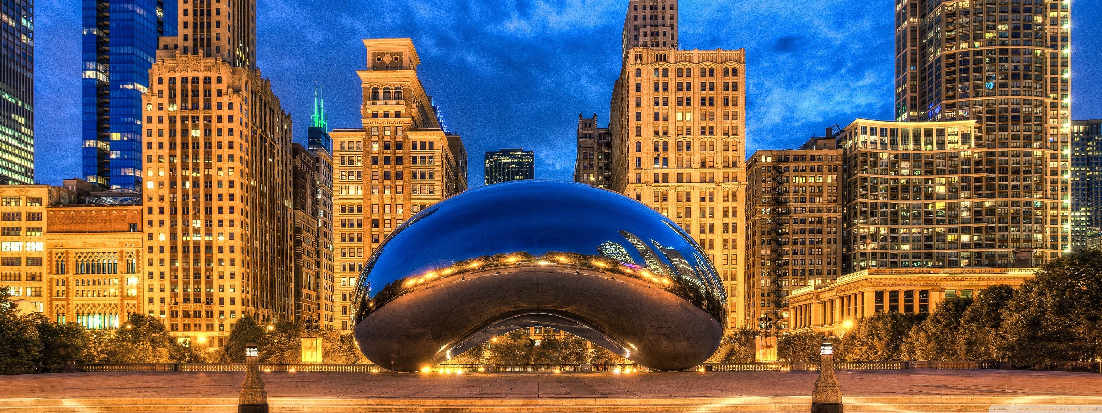 3840x1440 Cloud Gate, Chicago, Illinois, United States Ultra HD Desktop Background Wallpaper for 4K UHD TV : Widescreen & UltraWide Desktop & Laptop : Multi Display, Dual Monitor : Tablet
