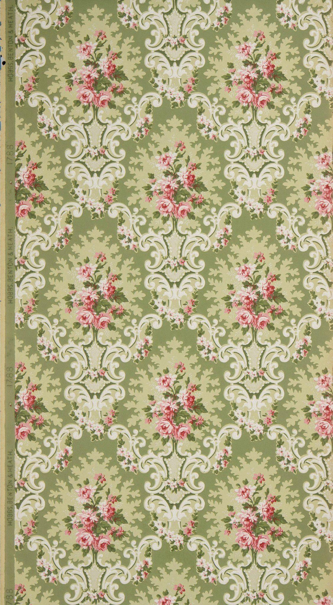 1127x2048 Rose Clusters In Rococo Cartouches Antique Wallpaper & Company In 2020. Antique Wallpaper, Wallpaper Vintage, Vintage Wallpaper Patterns