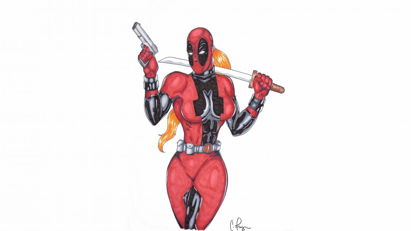 1366x768 Lady Deadpool wallpaper 1366x768 (laptop) desktop background