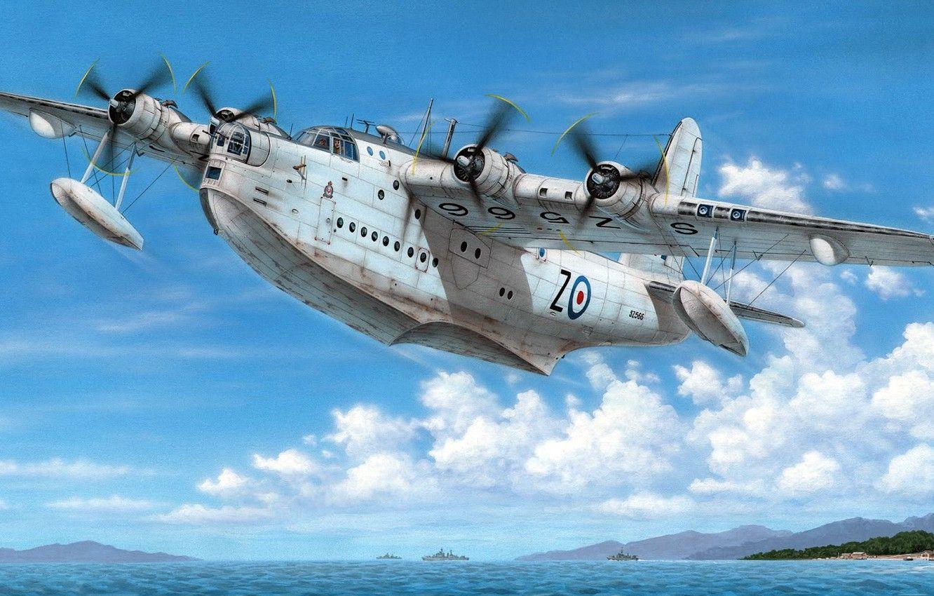 1332x850 Wallpaper military, British, flying boat, amphibian, Short Sunderland image for desktop, section авиация